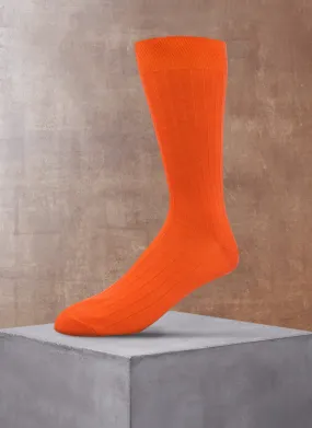 100% Cashmere Crew Sock in Burnt Orange