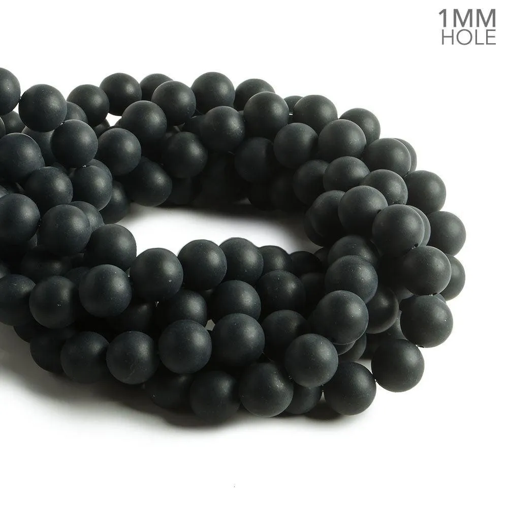 12mm Matte Black Onyx plain round beads 15 inch 33 pieces