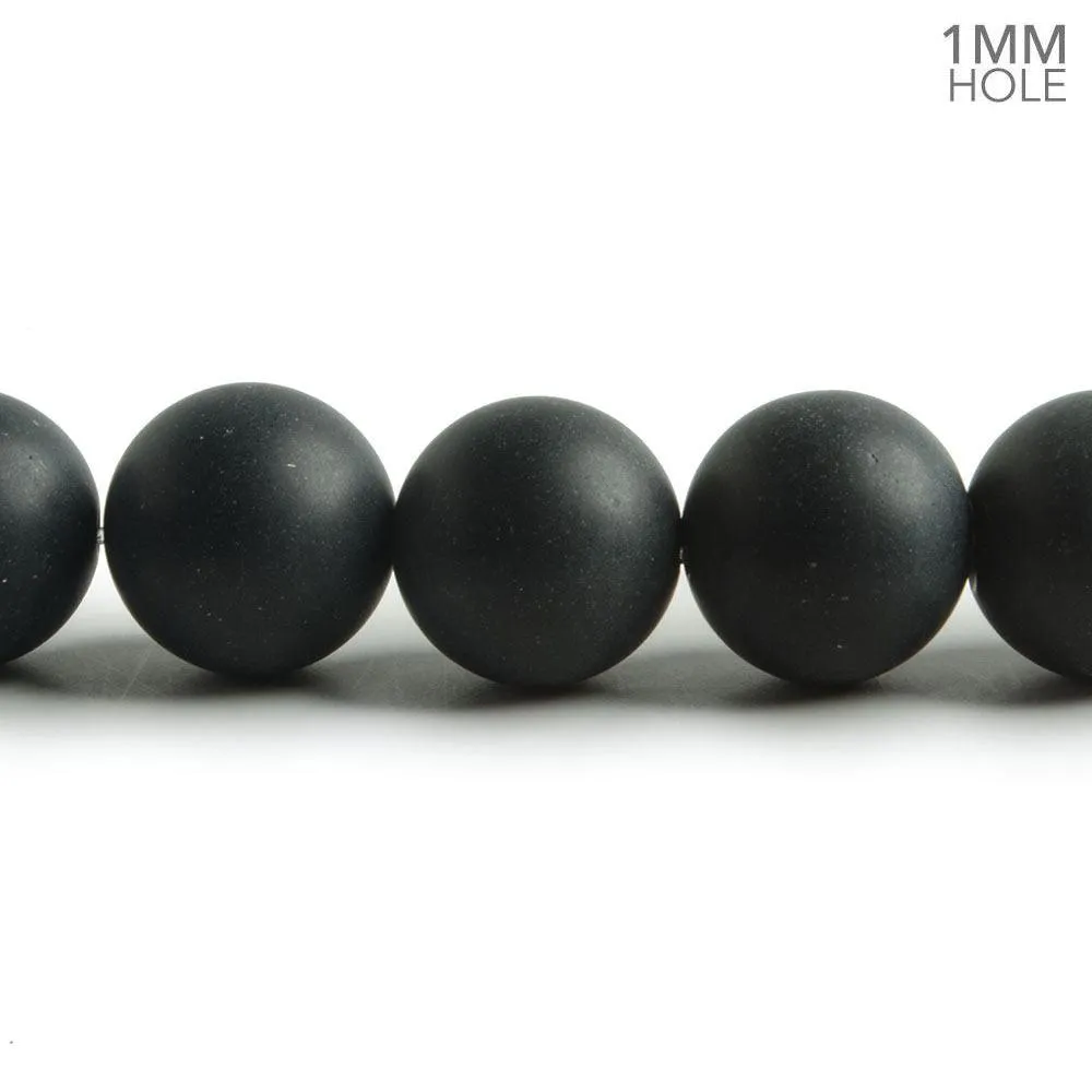 12mm Matte Black Onyx plain round beads 15 inch 33 pieces