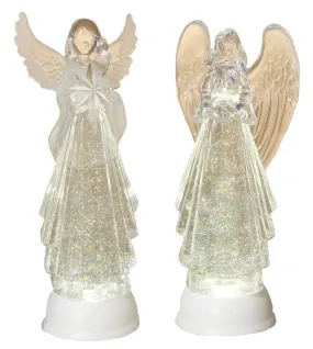 13" Battery-Operated Spinning Water Globe Angel with Timer