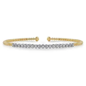 14K White-Yellow Gold Bujukan Diamond Cuff Bracelet