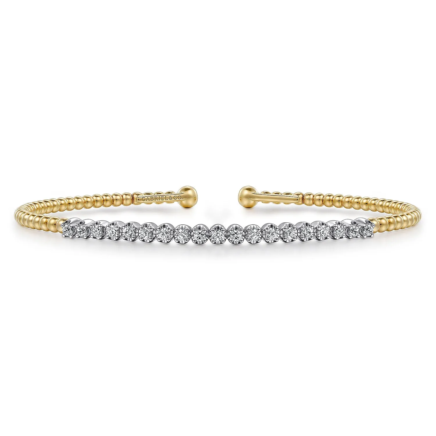 14K White-Yellow Gold Bujukan Diamond Cuff Bracelet