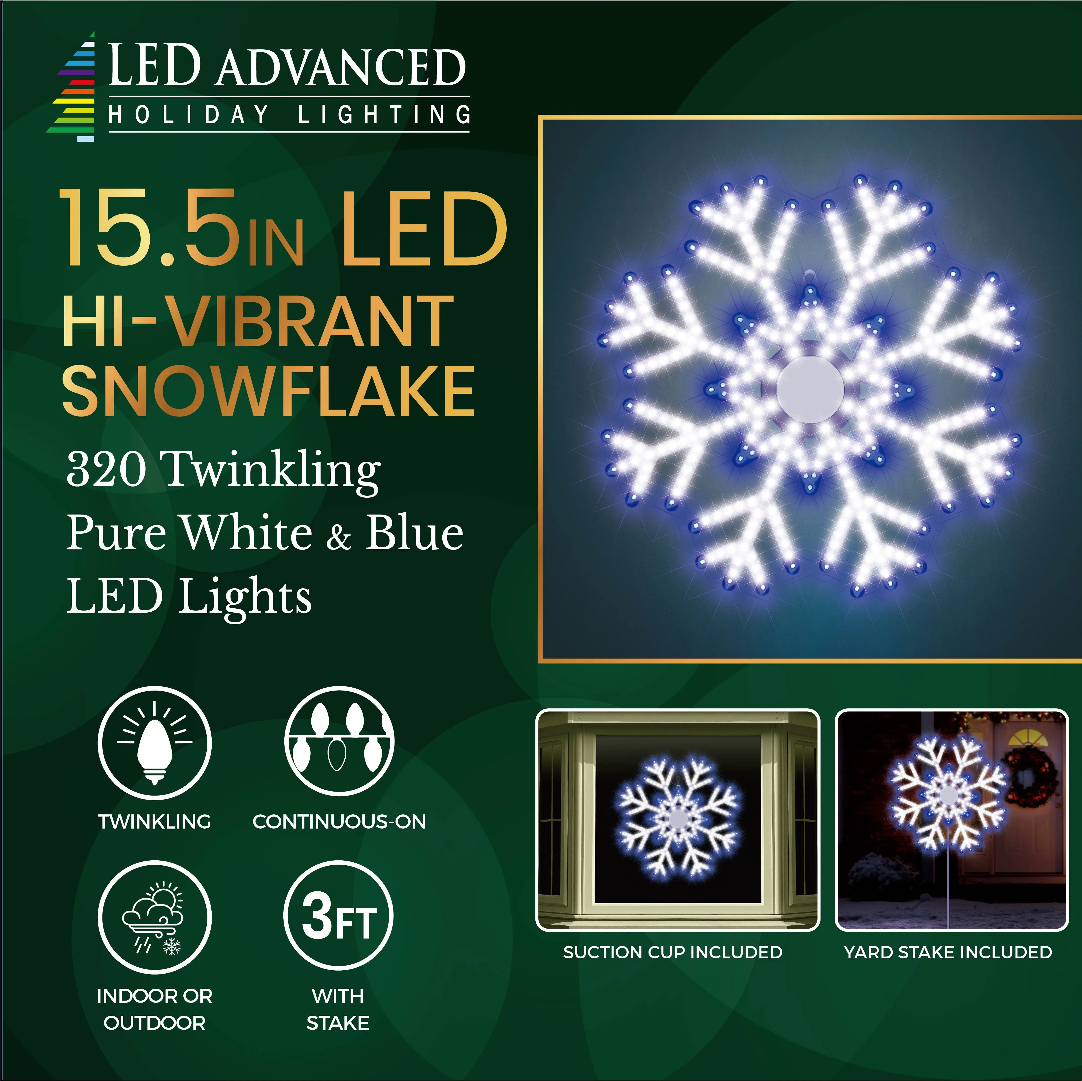 15.5" Hi-Vibrant LED Snowflake Decoration