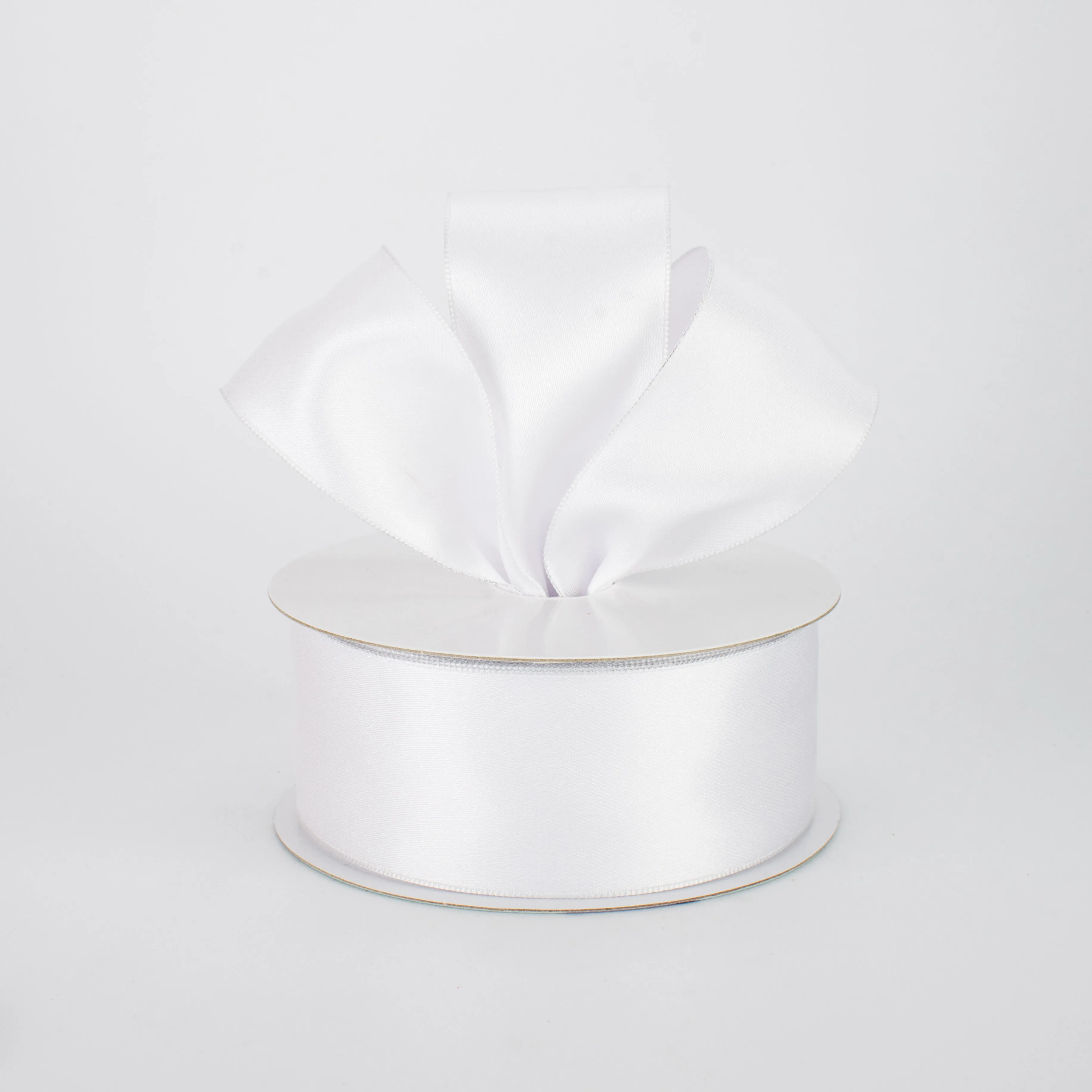 1.5" Double Face Satin Wired Ribbon: White (10 Yards)