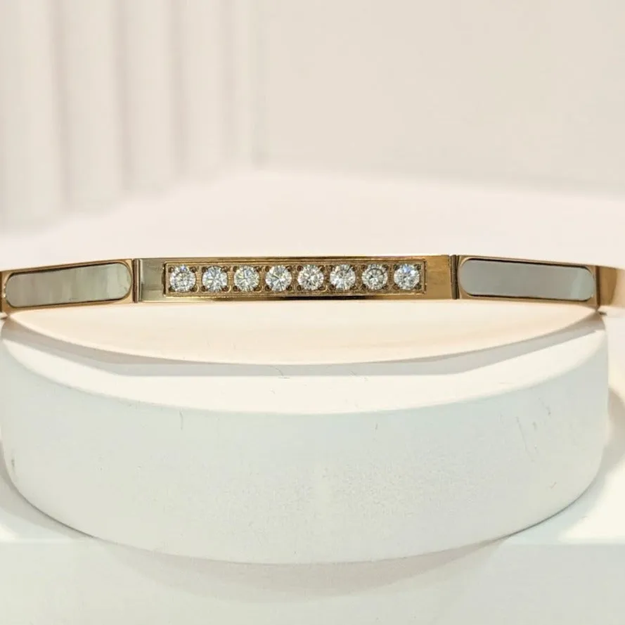 18k Rose Gold Elegant Mother of Pearl 5A Zirconia Studded Bracelet