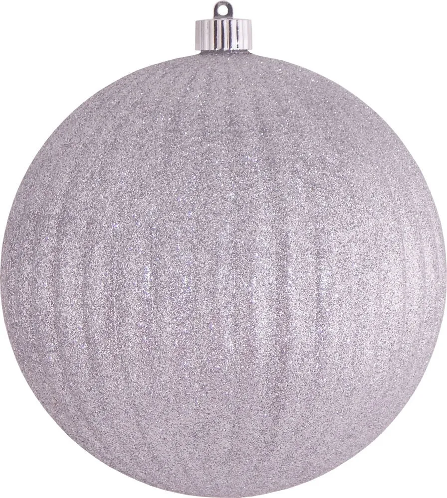 200MM Silver Glitter Shatterproof Ripple Ball Ornament