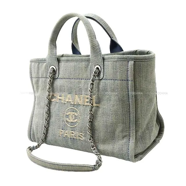 2023 SS NEW CHANEL tote bag Deauville Small Vintage Denim Bag Light Blue Denim Silver HW AS3257[EXCELLENT][Authentic]