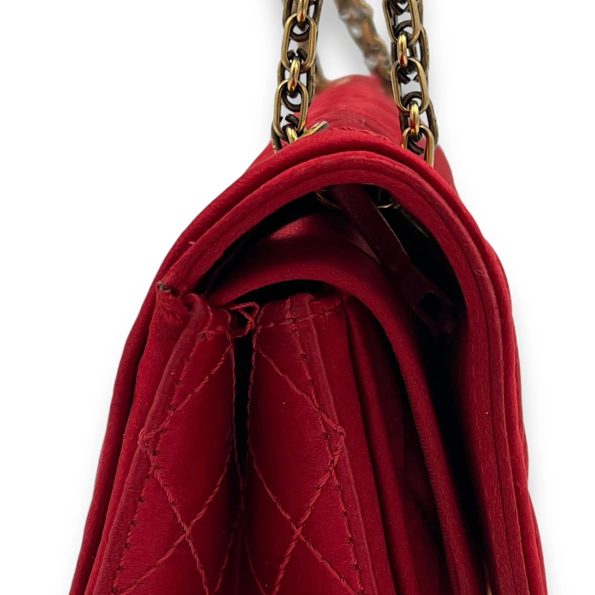 2.55 Reissue 225 Red Shoulder Bag in Satin, Gold hardware