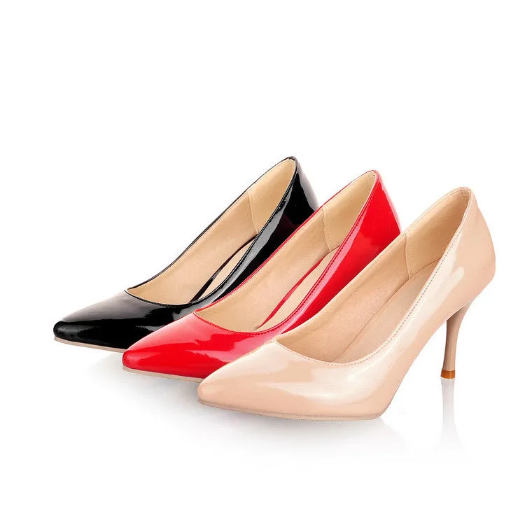 3 inch PU patent leather stiletto pumps