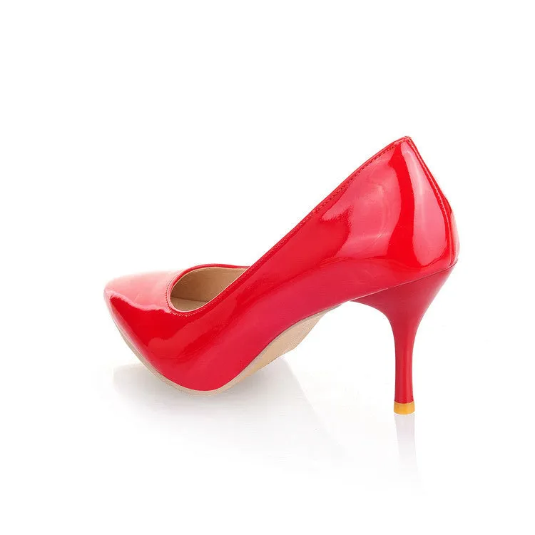 3 inch PU patent leather stiletto pumps