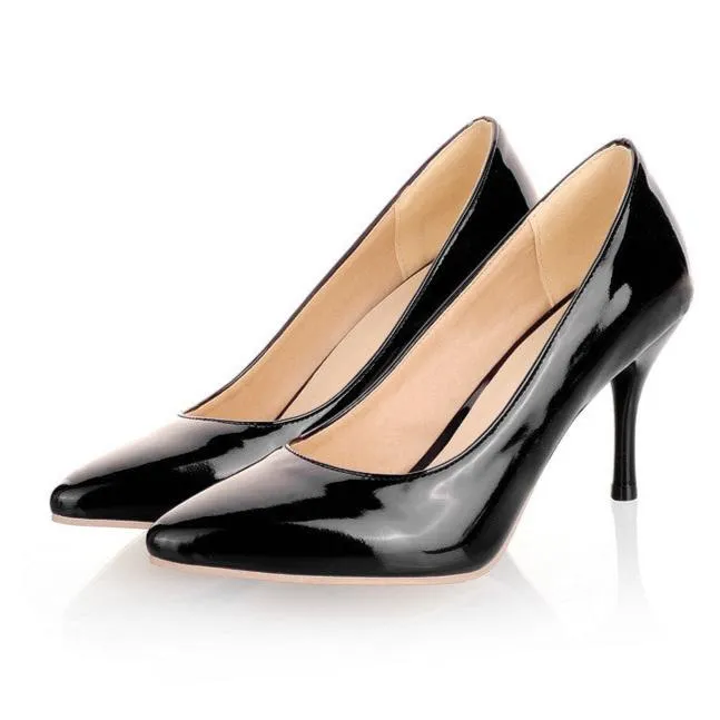 3 inch PU patent leather stiletto pumps