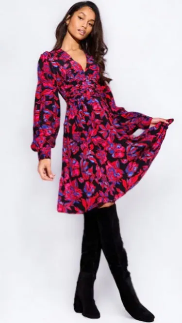 4-A1348 Lizzy Red Print Dress