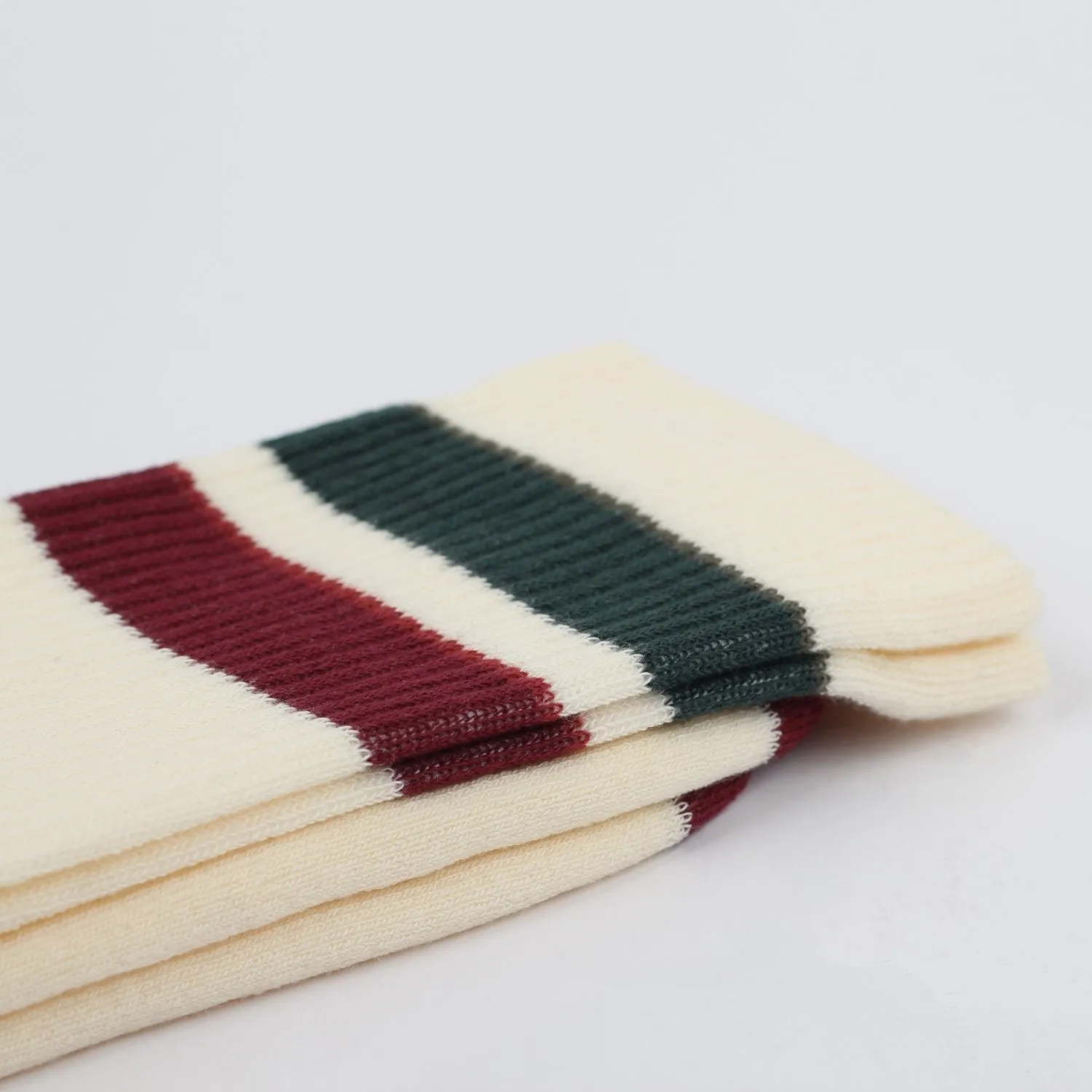 6-pack Athletique Classique Stripes Socks Off White / Forrest Green / Army / Red Wine / Light Rosso