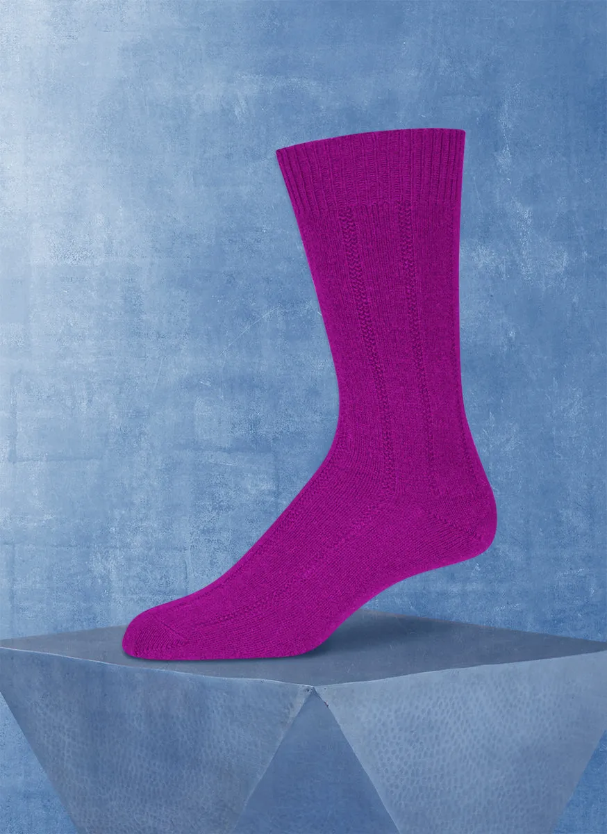 75% Cashmere Rib Sock in Fuchsia