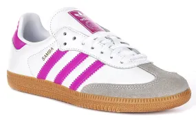 Adidas Samba OG J In White Purple For Youth