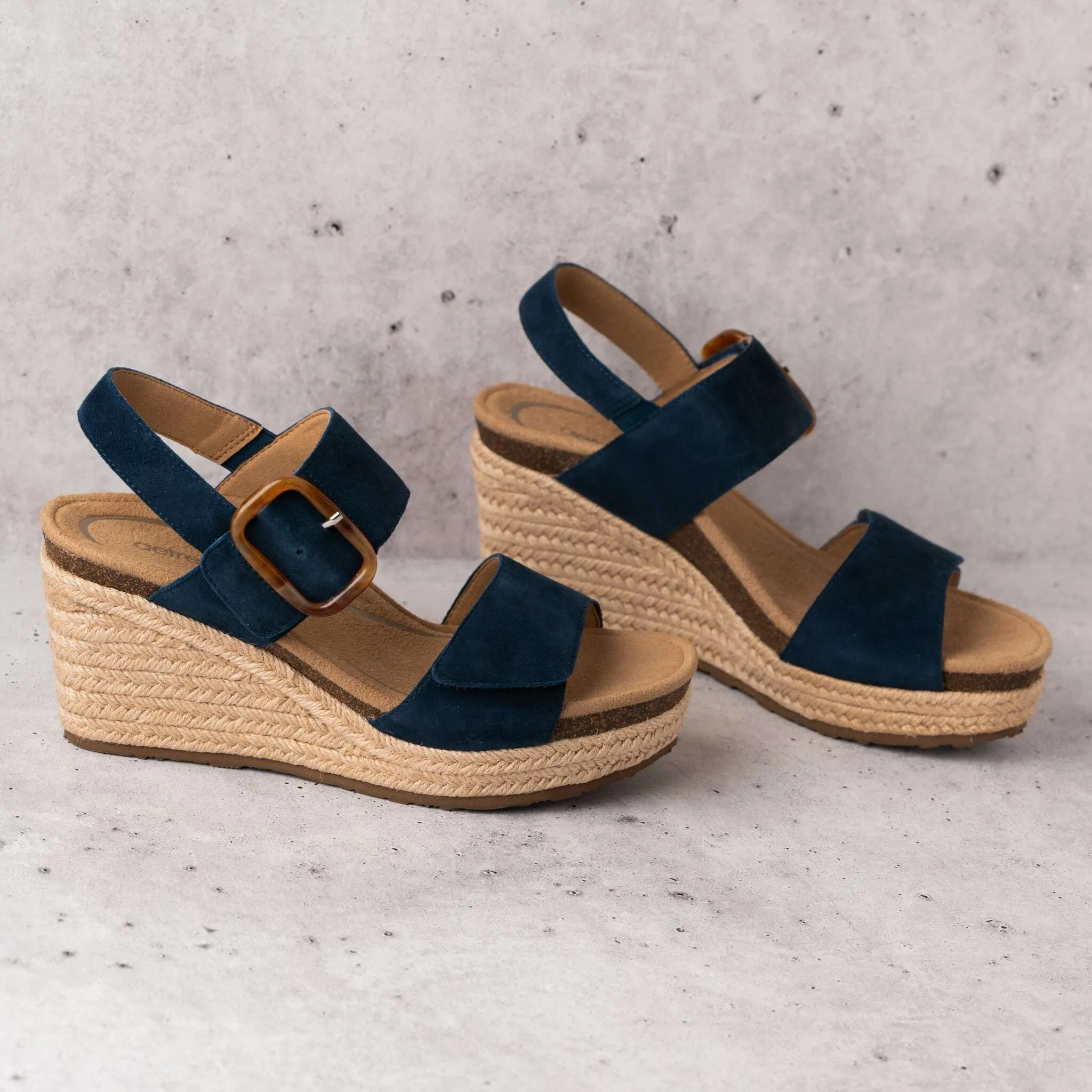 Aetrex - Ashley - Navy & Taupe Suede