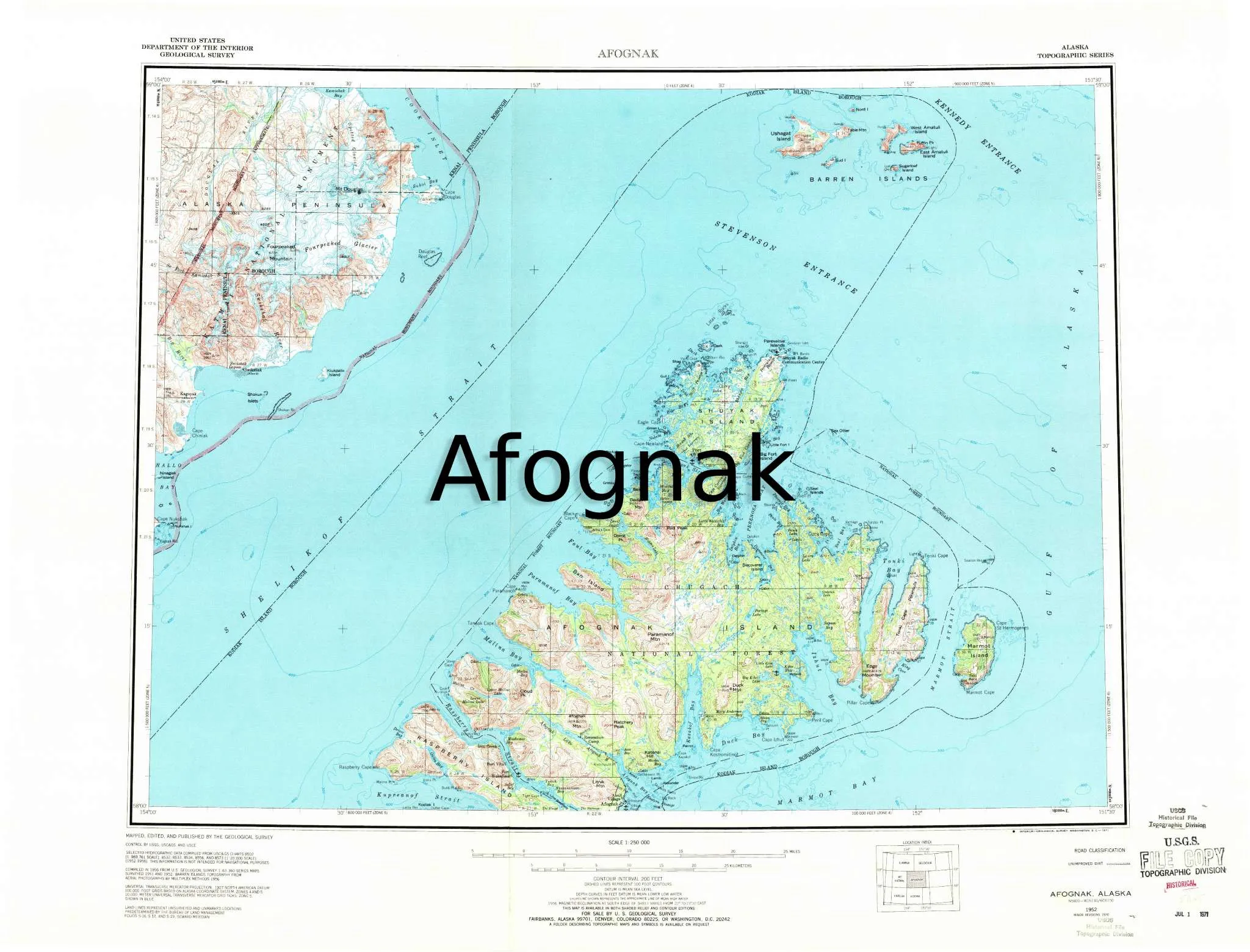 Afognak 1:63,360 USGS Maps