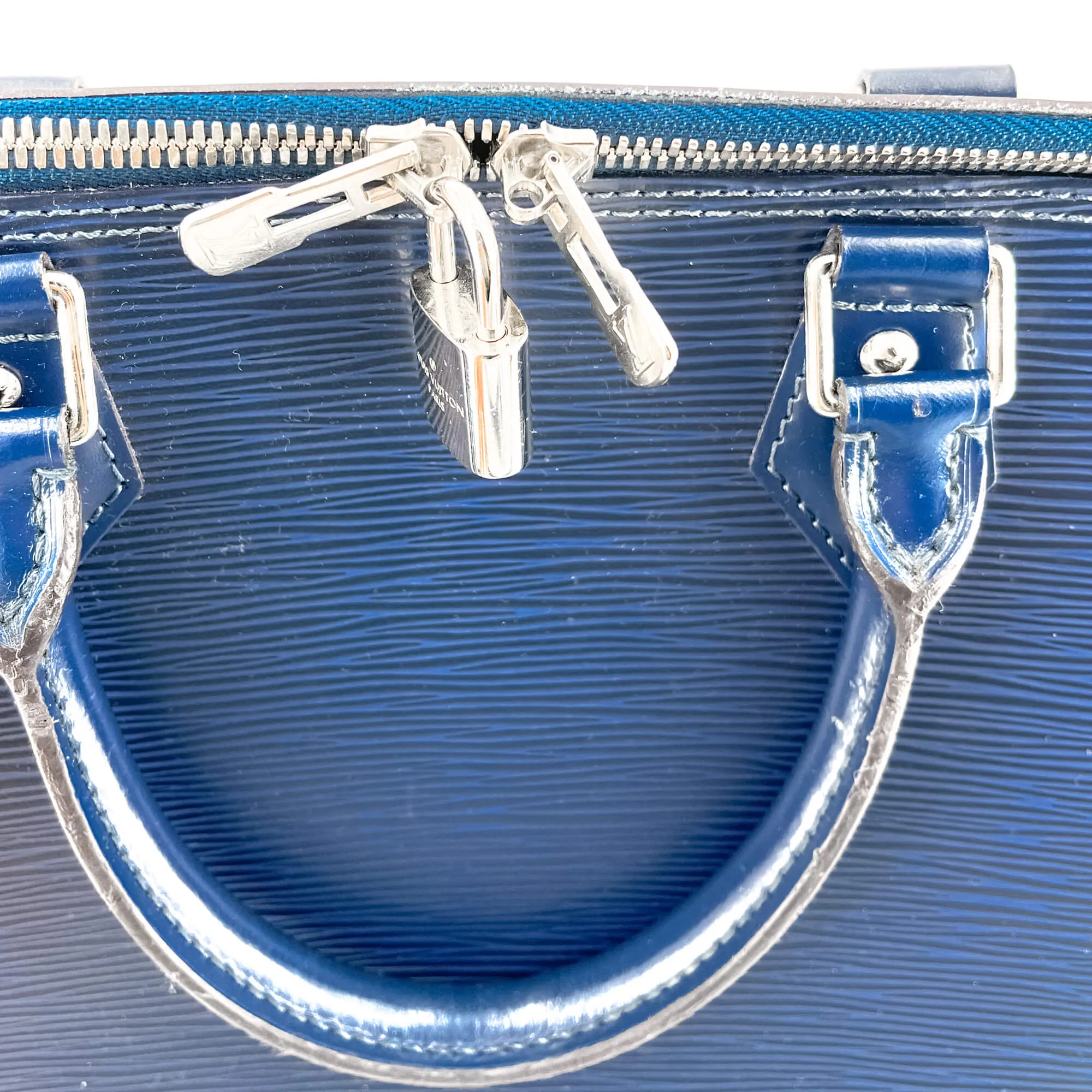 Alma MM Epi Leather Blue Indigo Bag