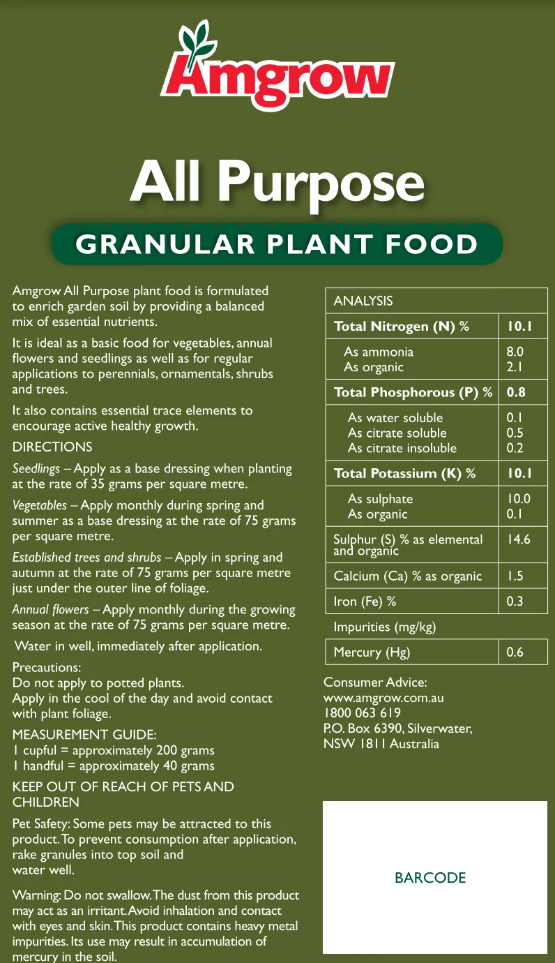 Amgrow All Purpose Plant Food Amgrow LP 3Kg