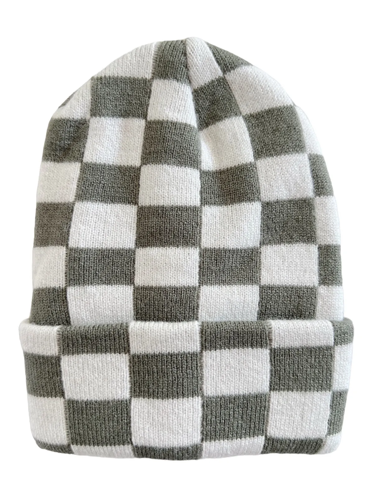 Baby's First Hat, Fern/Warm White Checkerboard