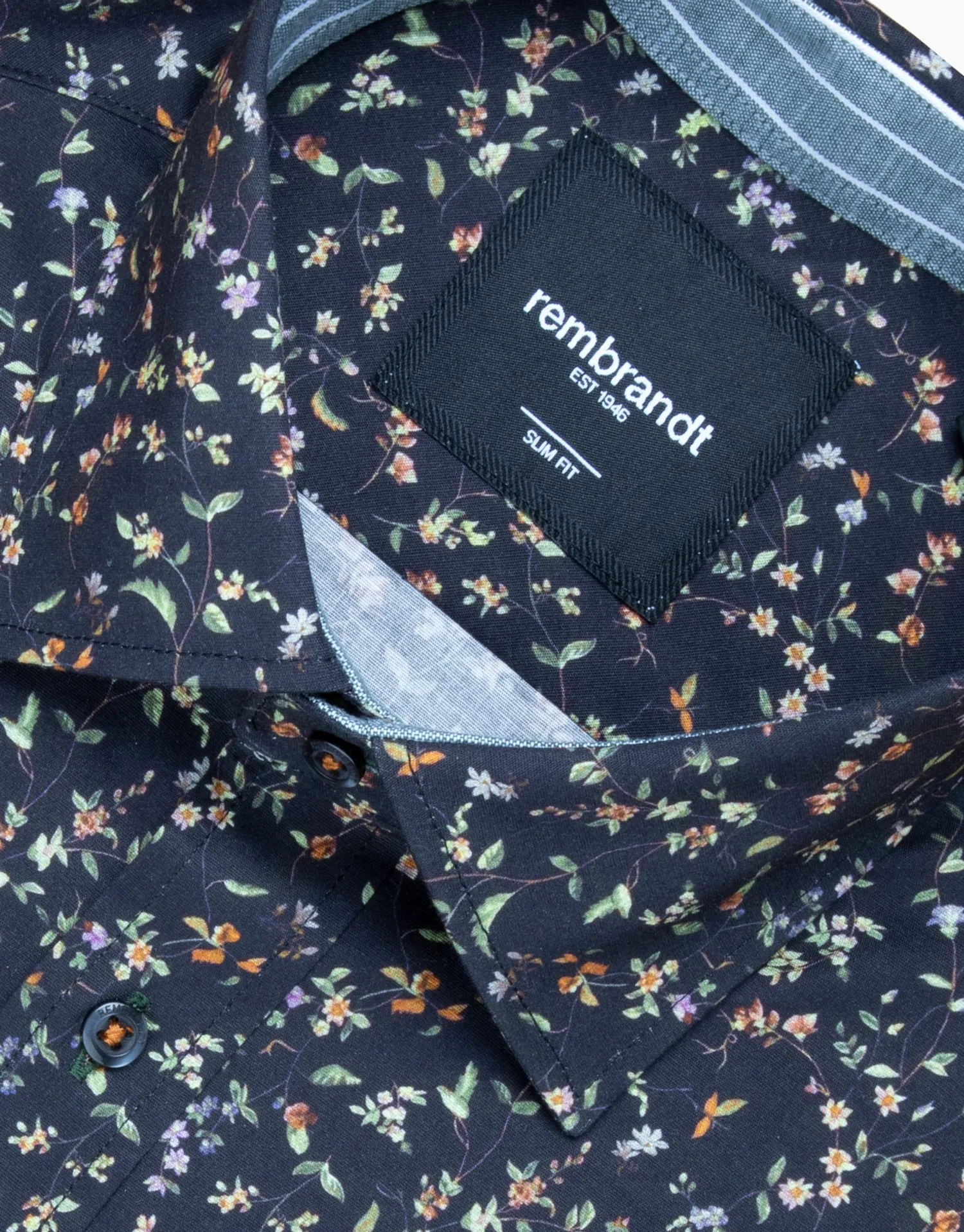 Barbican Black MicroFloral Print Shirt