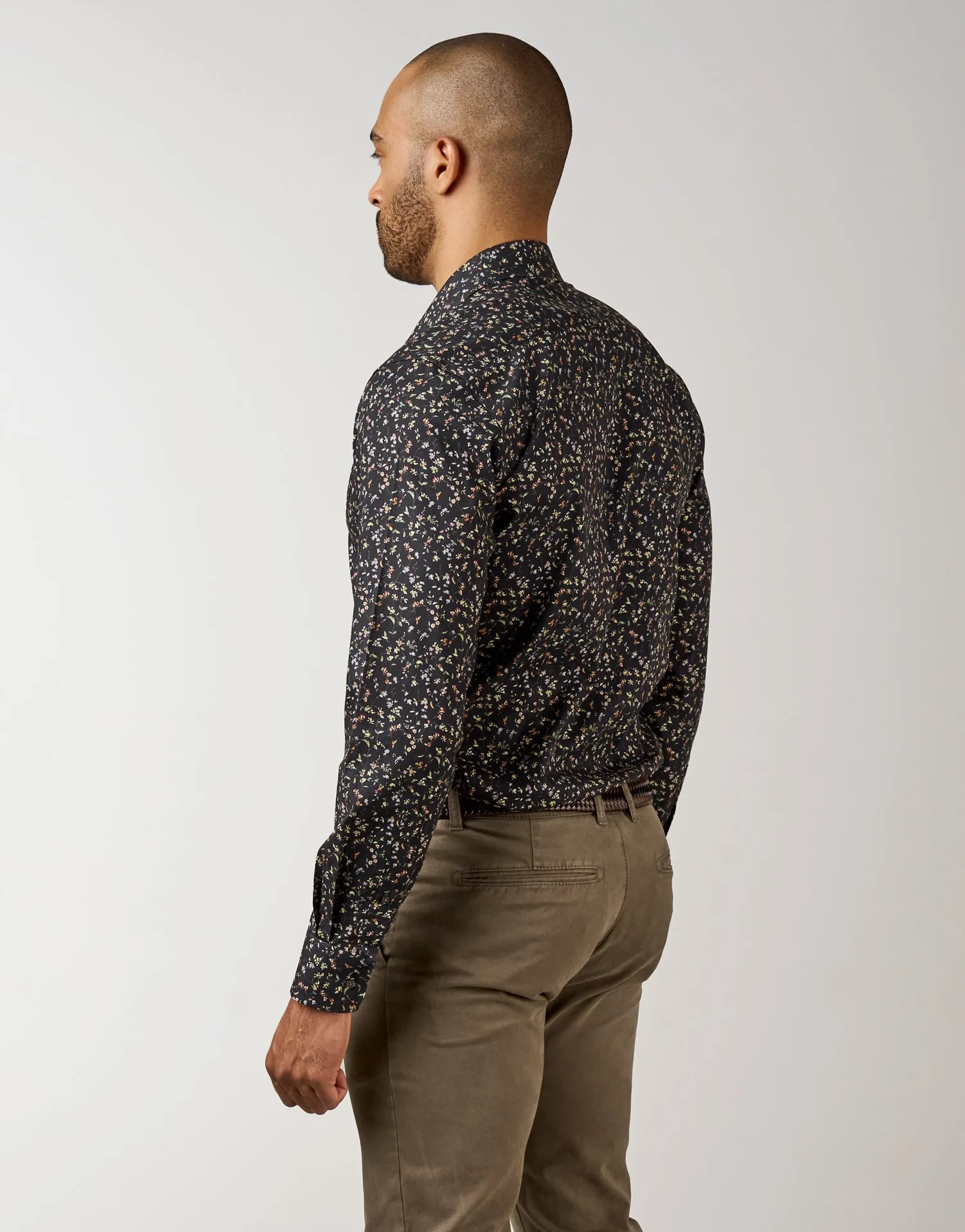 Barbican Black MicroFloral Print Shirt