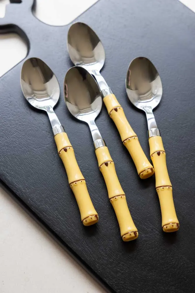 Beautiful 16-Piece Bamboo Design Cutlery Set