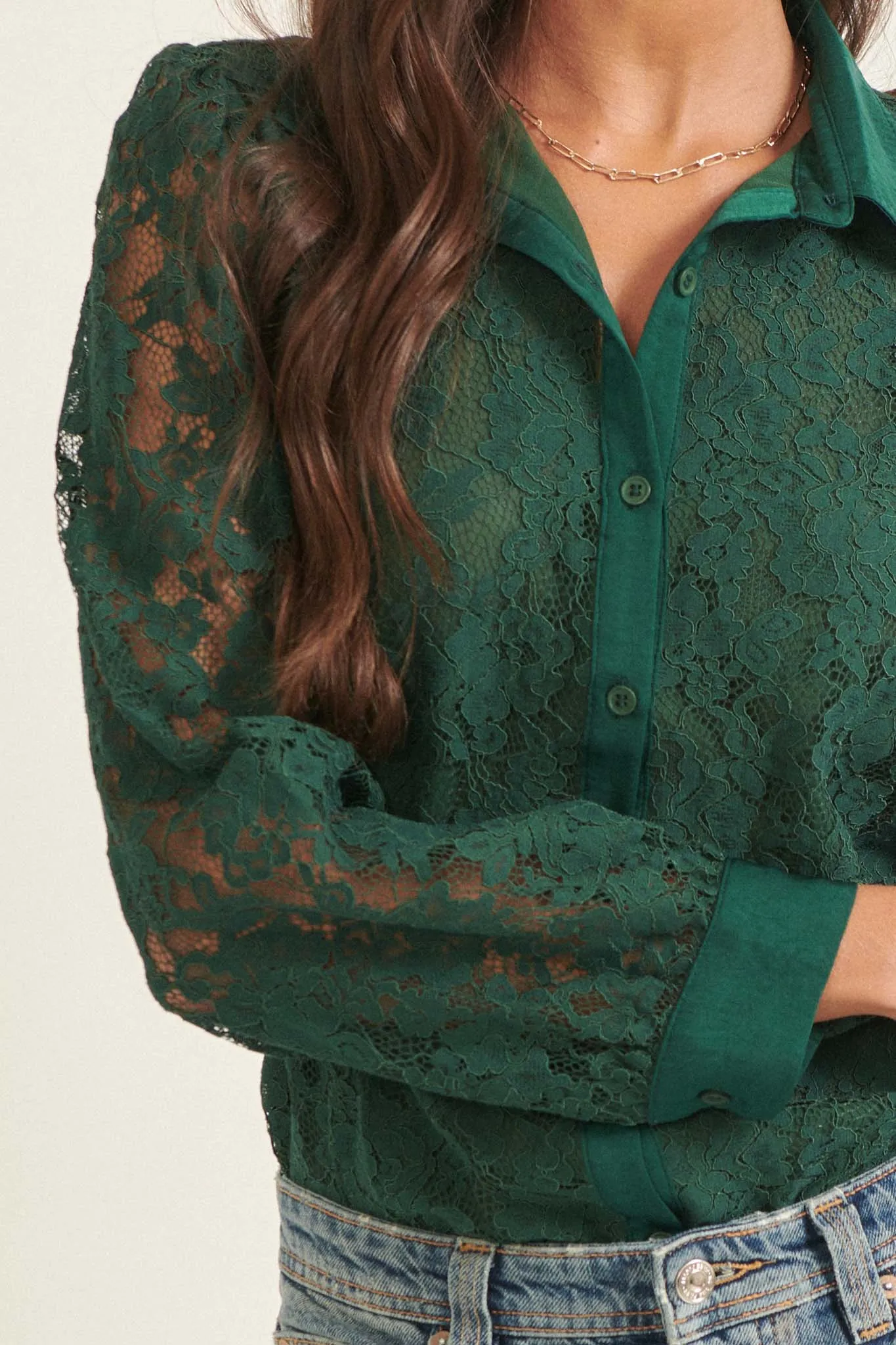 Bella Donna Floral Lace Button-Up Shirt