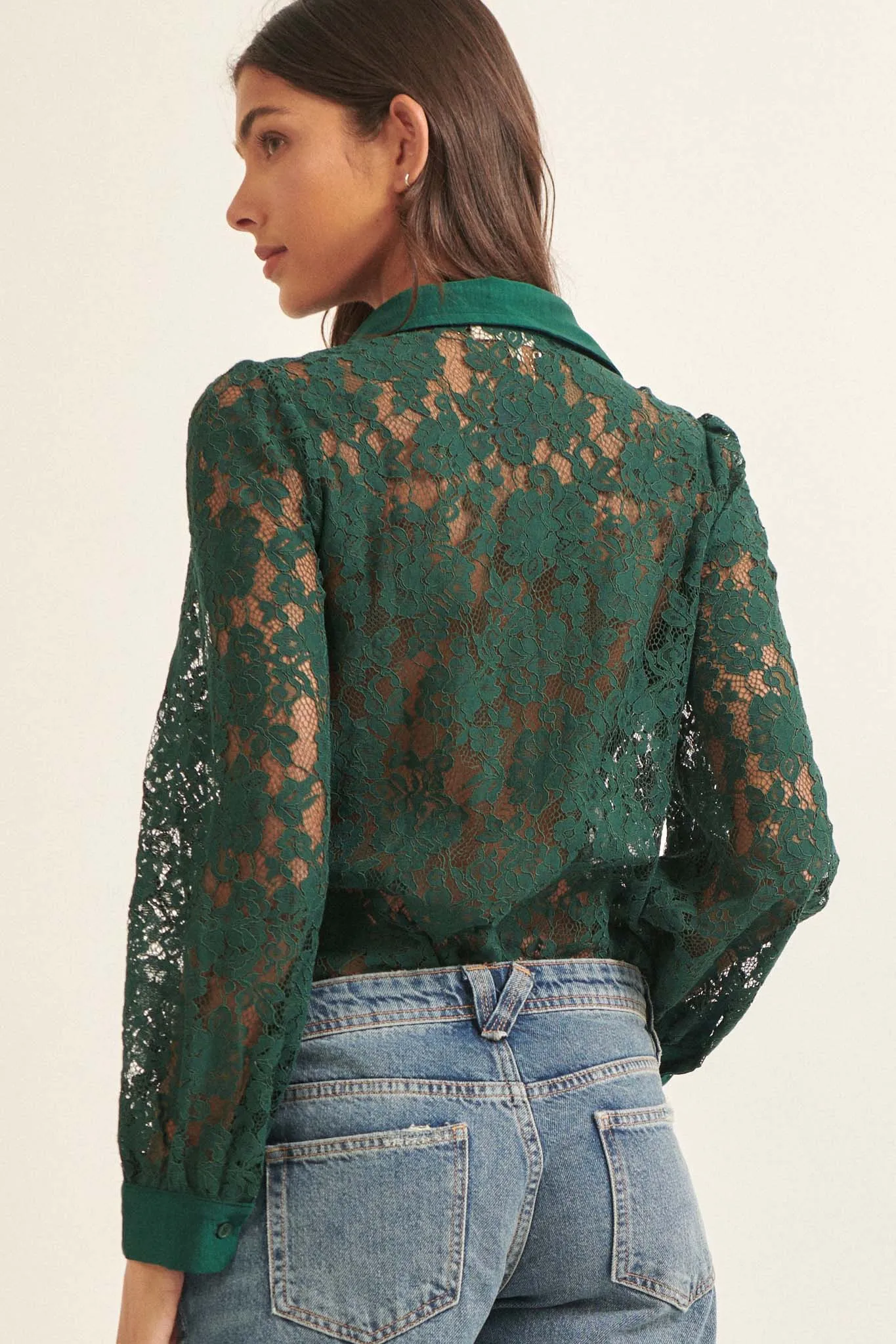 Bella Donna Floral Lace Button-Up Shirt