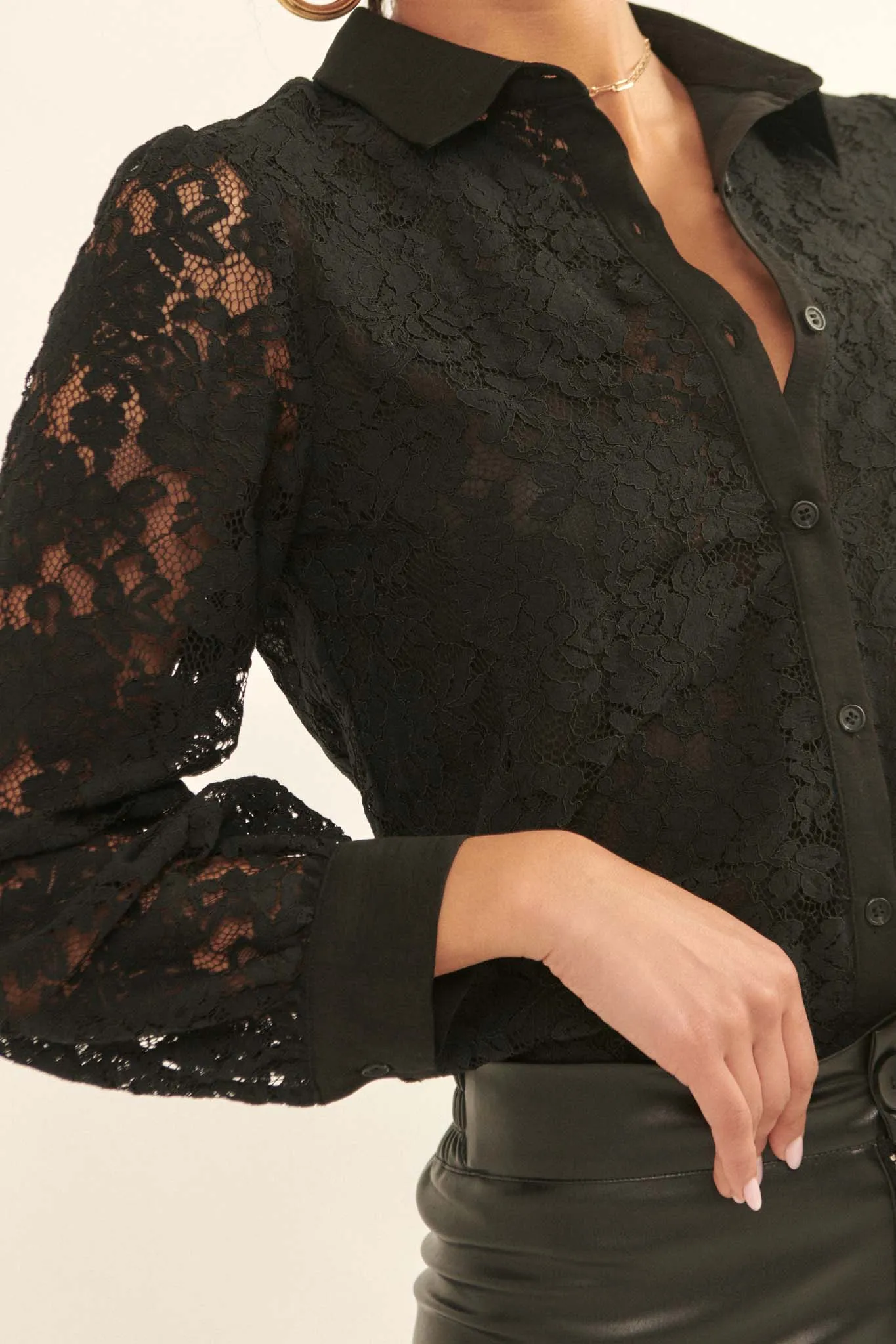 Bella Donna Floral Lace Button-Up Shirt