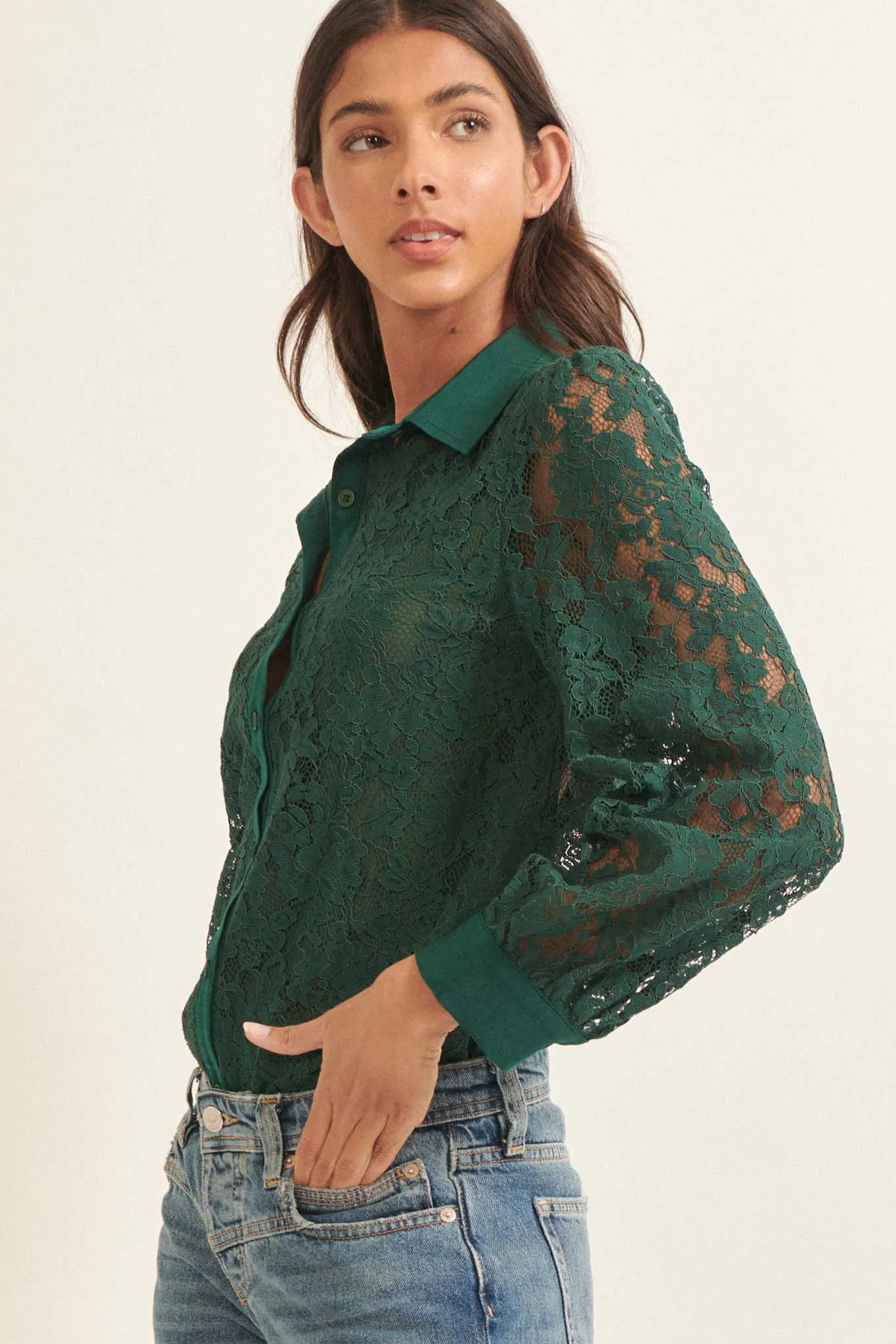 Bella Donna Floral Lace Button-Up Shirt