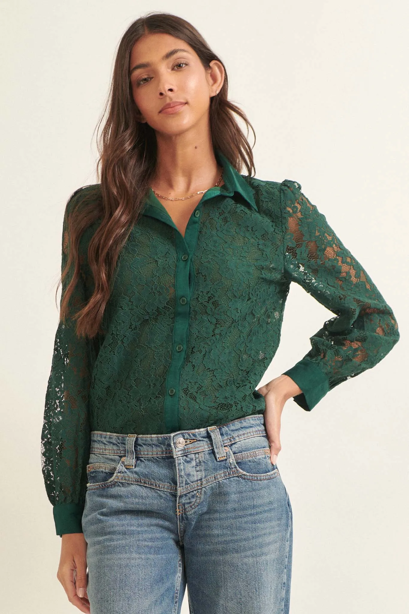 Bella Donna Floral Lace Button-Up Shirt