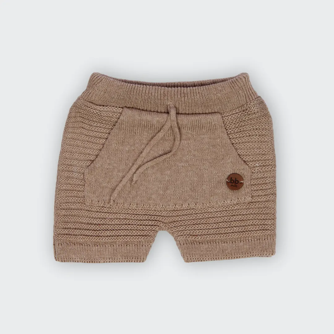 Bermuda Tricot Café com Leite - Bebê e Infantil