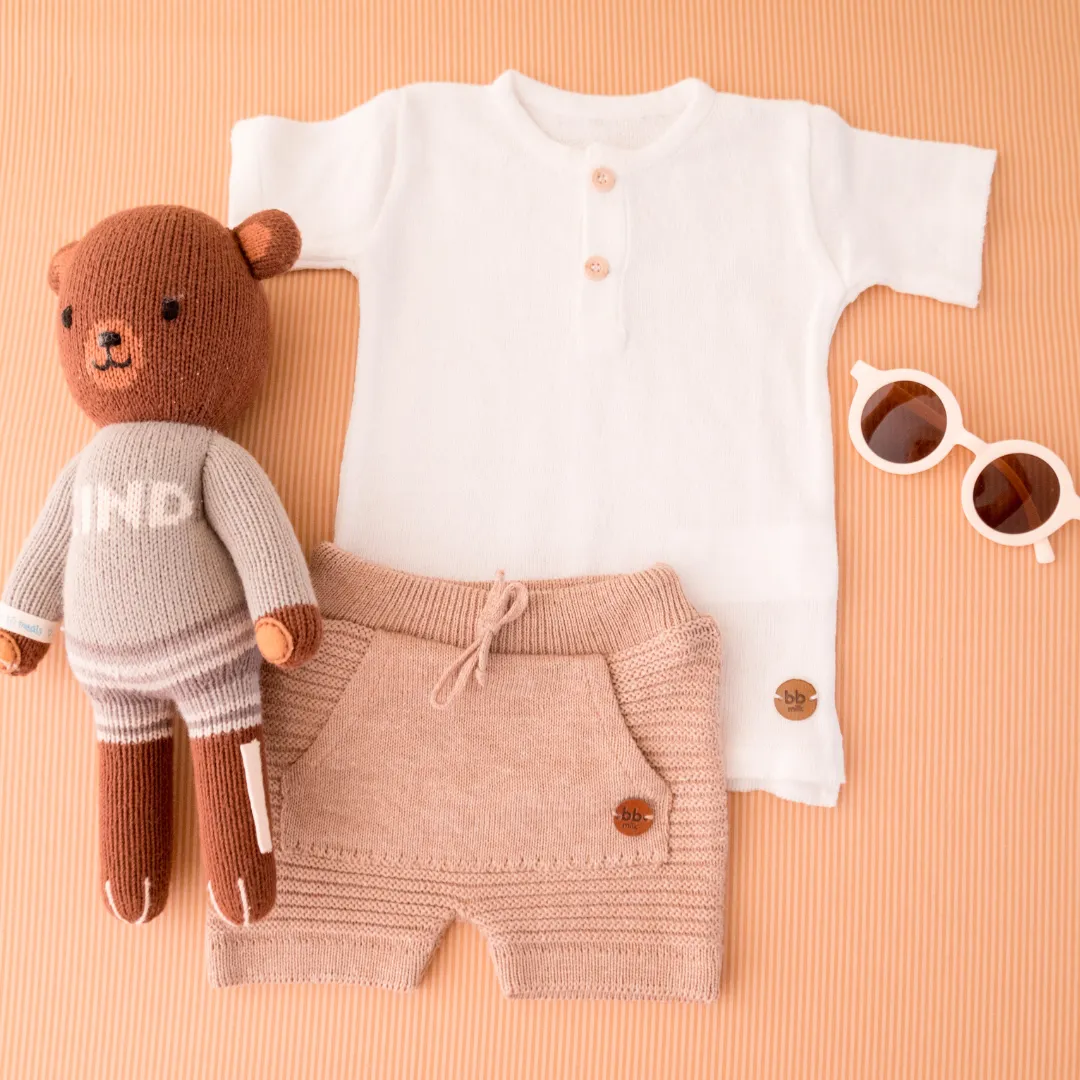 Bermuda Tricot Café com Leite - Bebê e Infantil