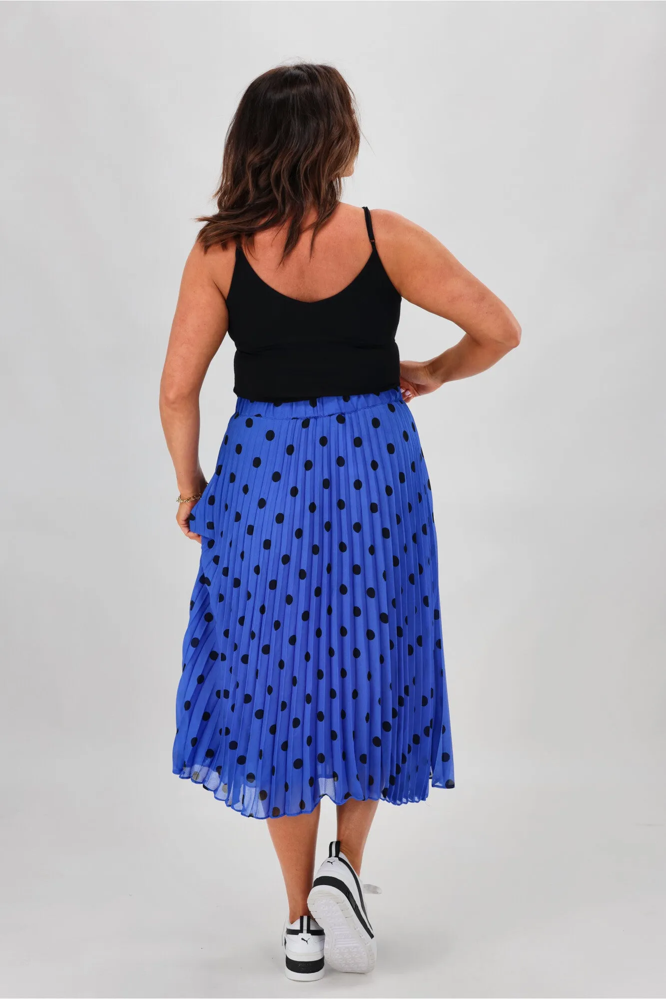 Betty Basics Chanel Pleated Skirt Bluebell Spots