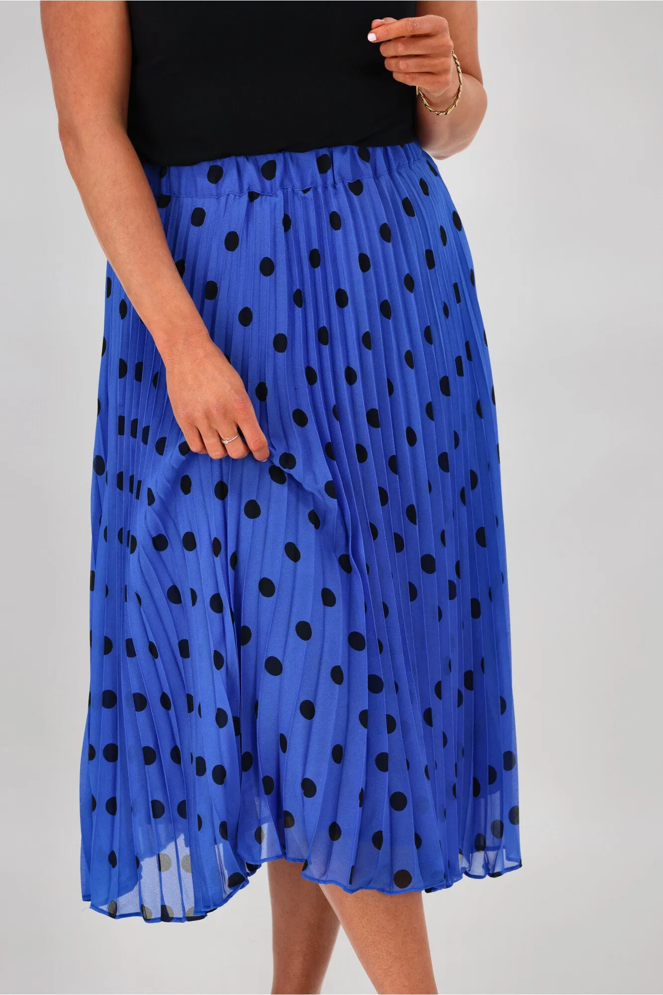 Betty Basics Chanel Pleated Skirt Bluebell Spots