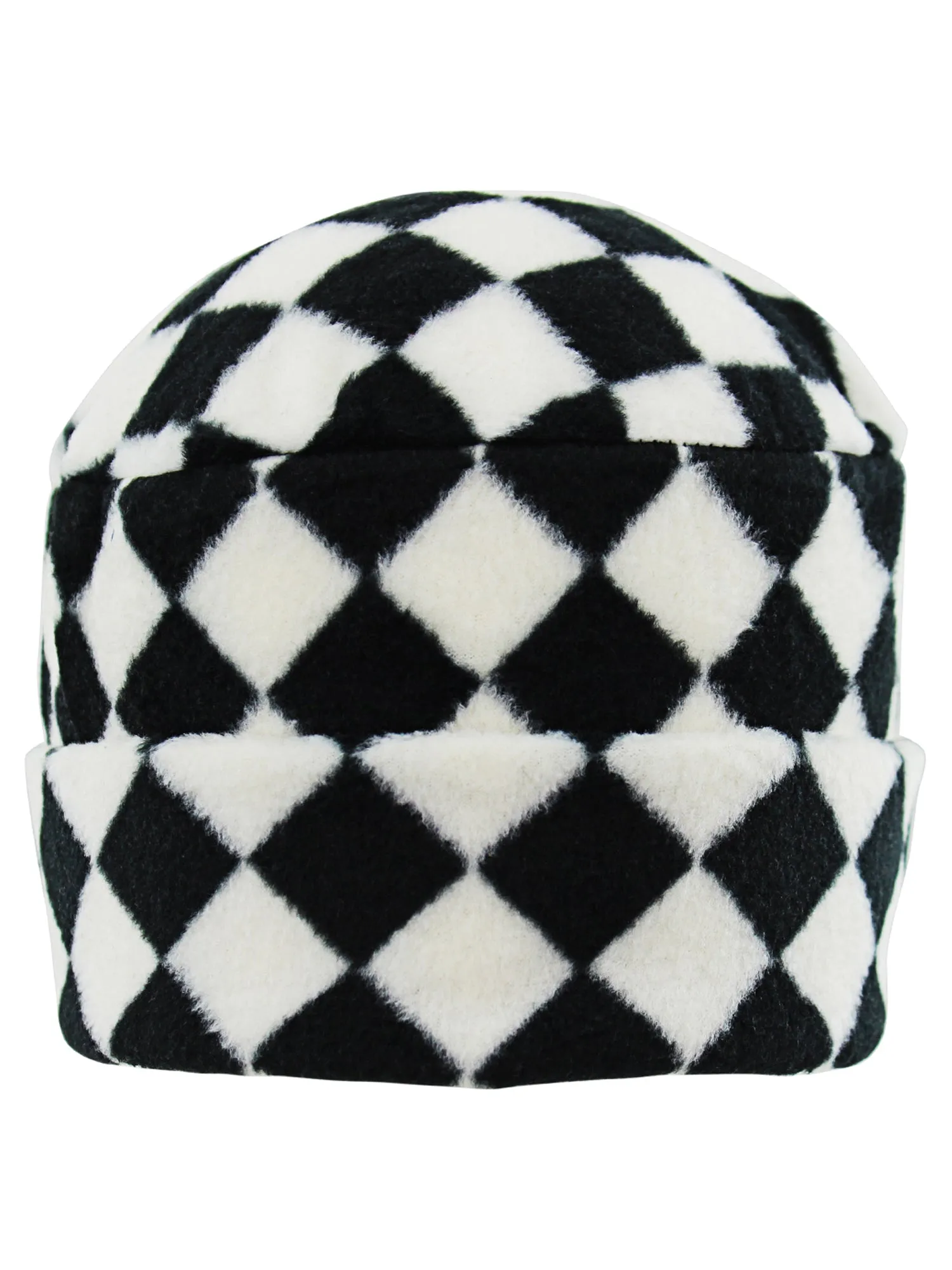 Black and White Checkered Fleece Hat Scarf Gloves Set