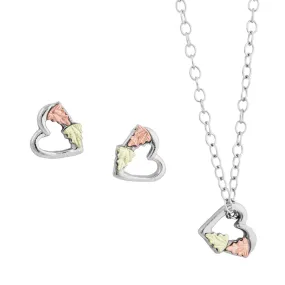 Black Hills Gold Sterling Silver Pendant & Earring Set