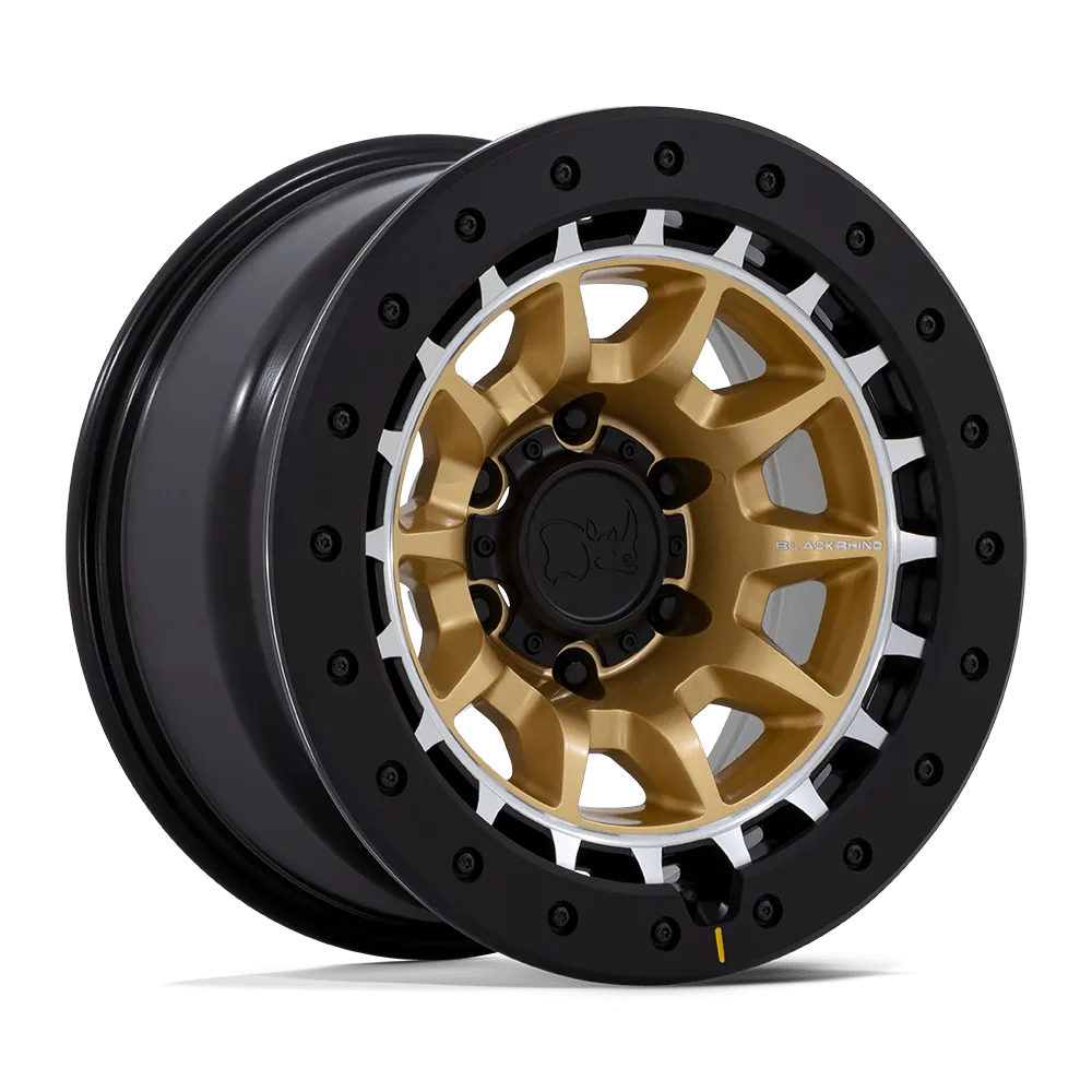 Black Rhino BR016 Tusk 17X8.5 5X127 0mm Matte Gold W Machined Ring