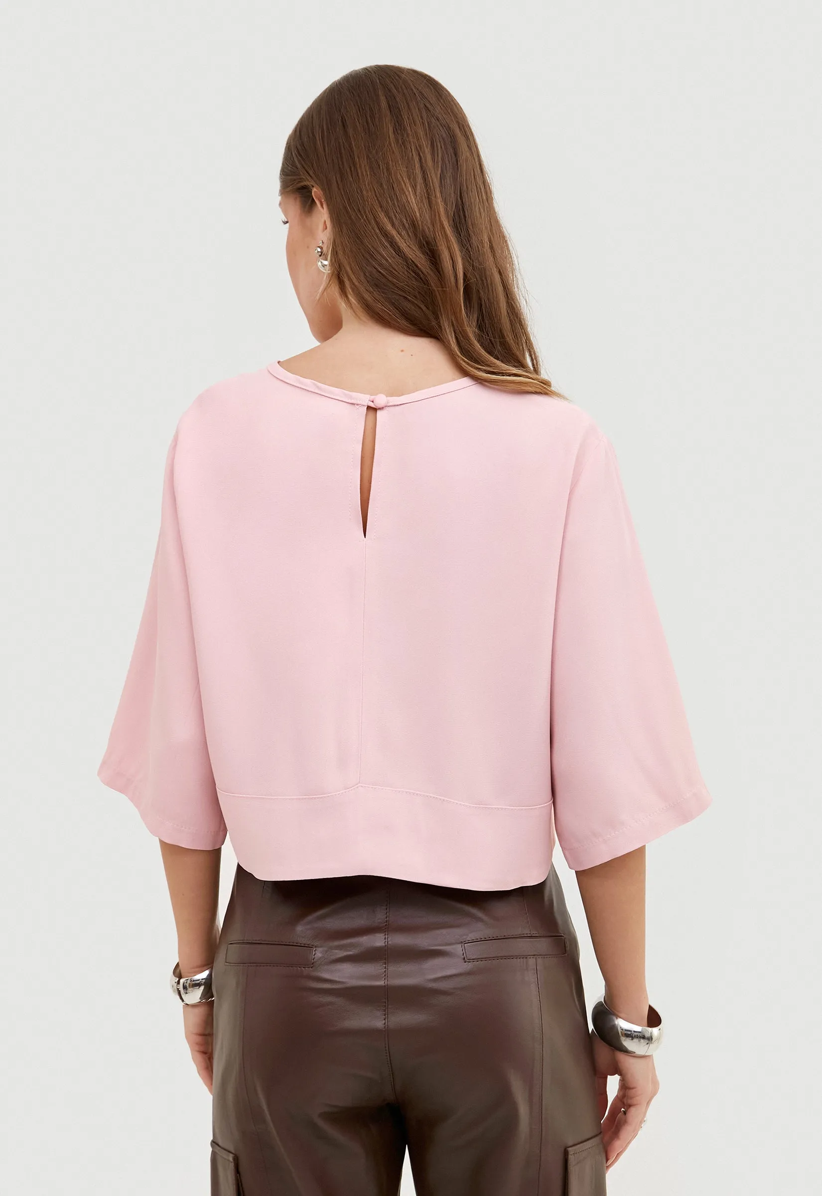 Blusa Crepe Manga Bella - Rosa