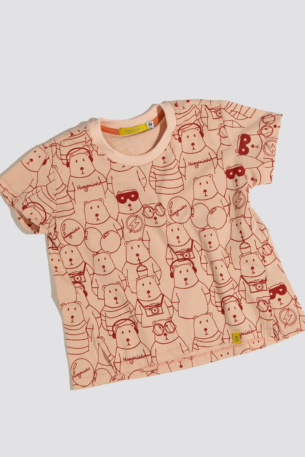 Blusa Infantil Manga Curta Ursos Rose