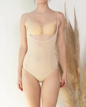 Body Modelador Libre de Busto con Tirantes Ajustables Beige