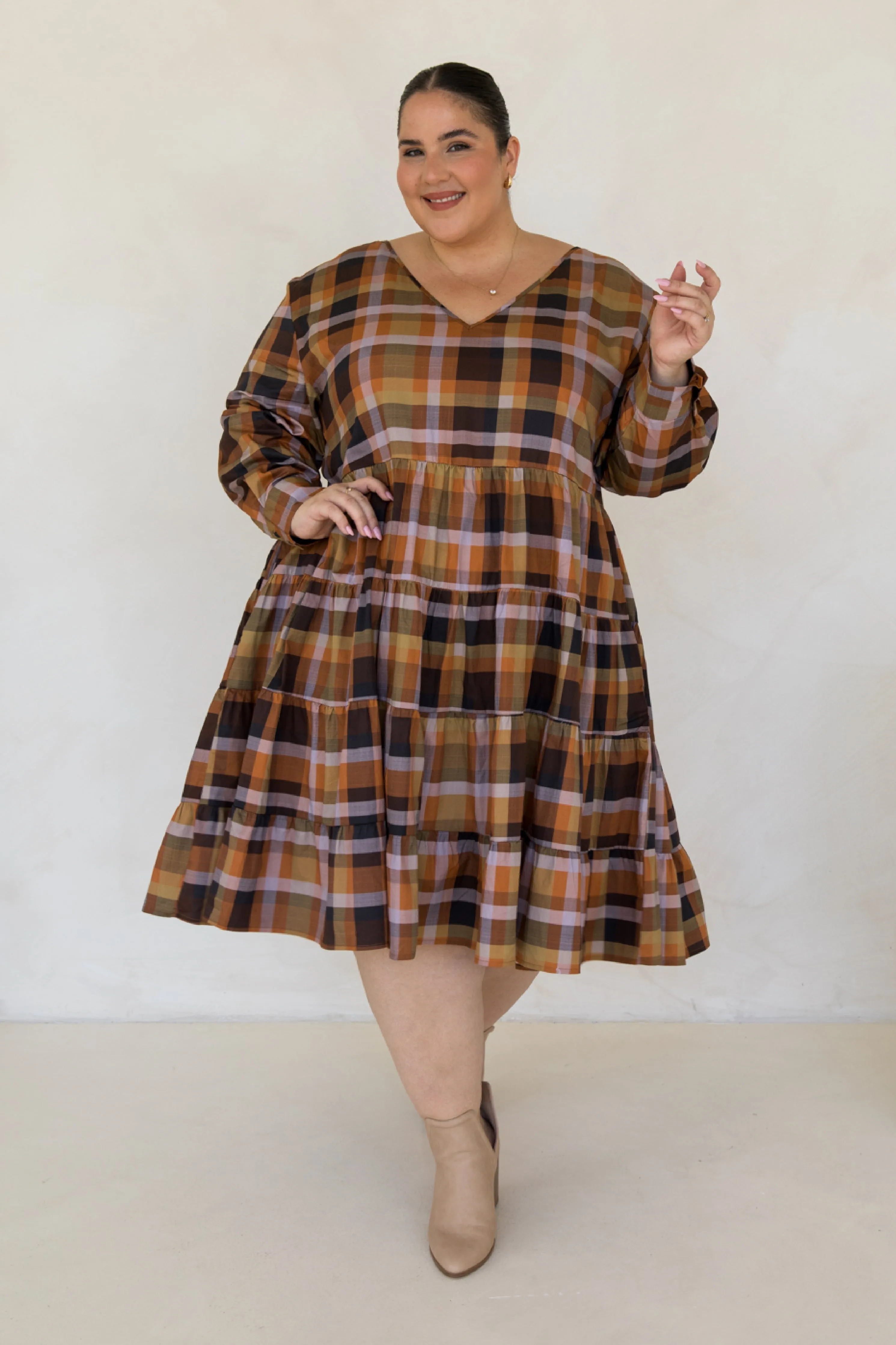 Bonita Dress in Fall Check