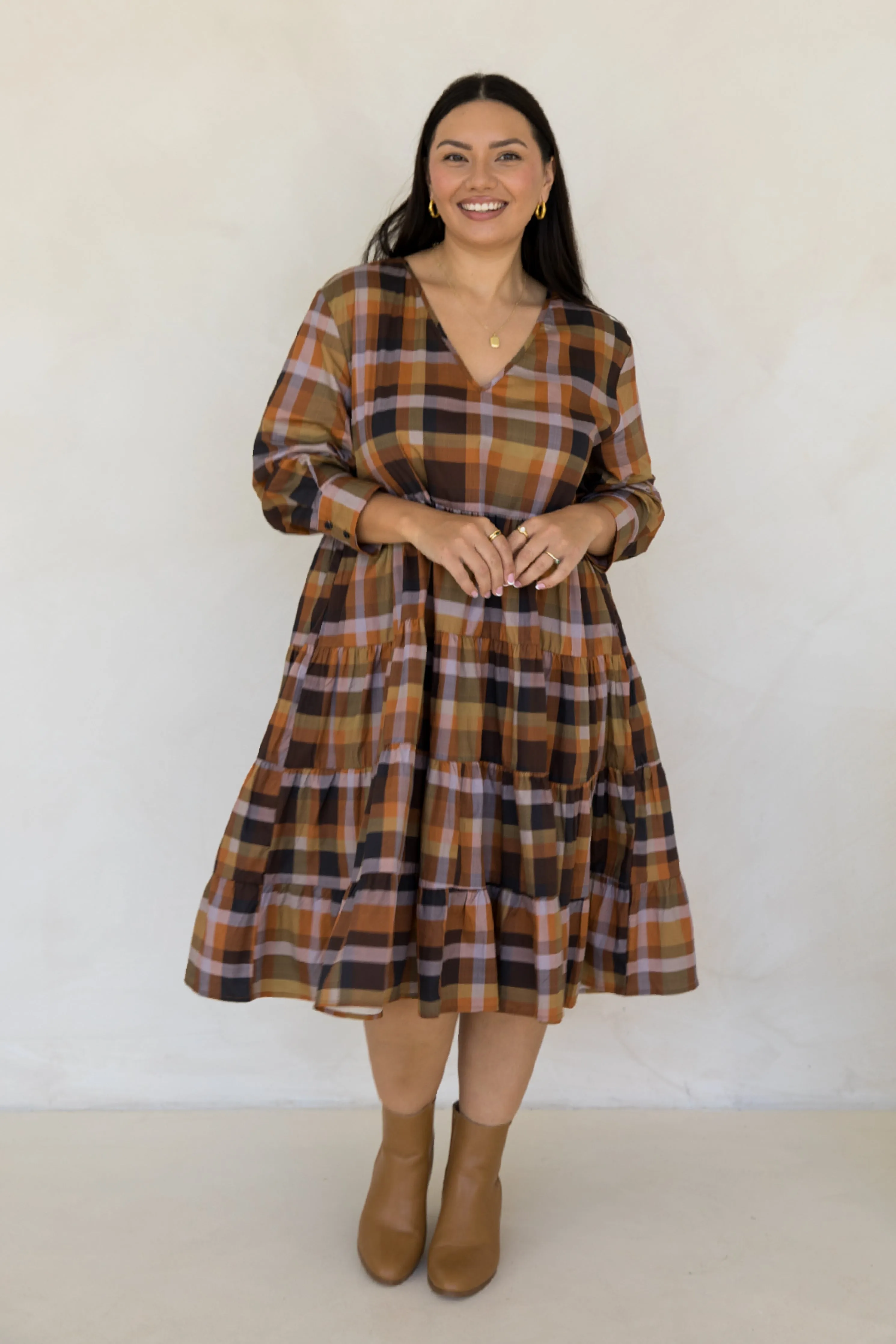 Bonita Dress in Fall Check