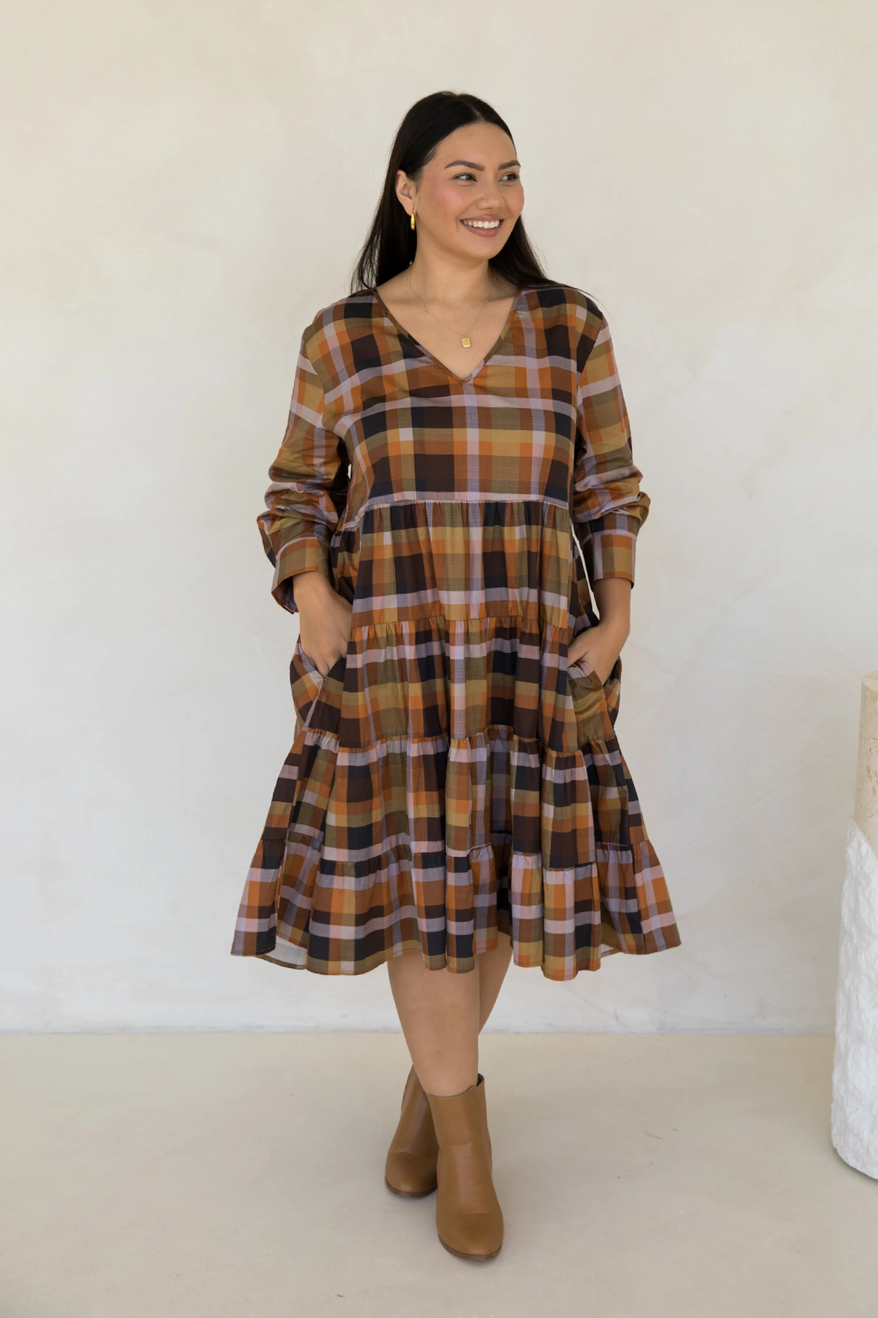 Bonita Dress in Fall Check