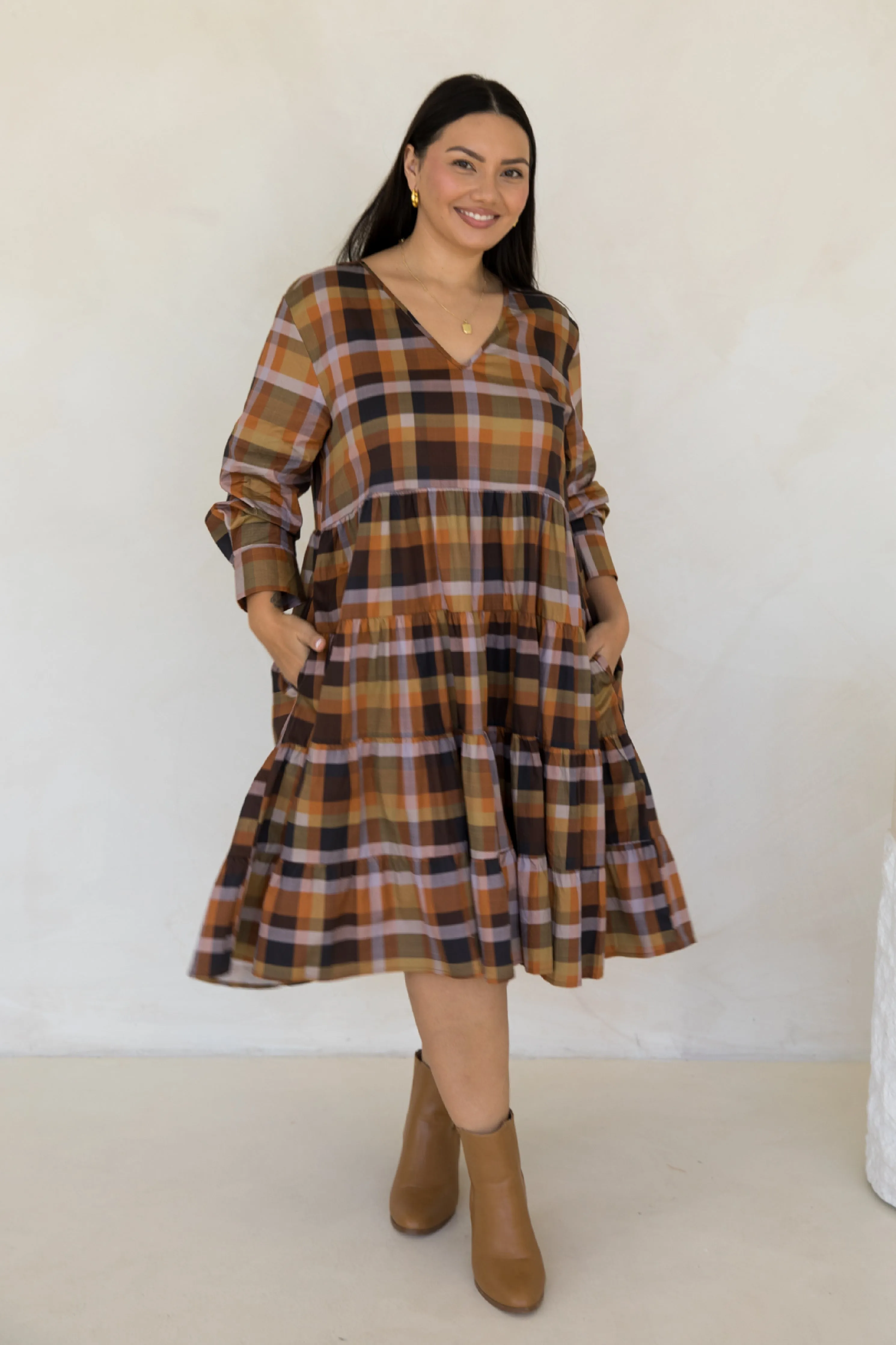 Bonita Dress in Fall Check