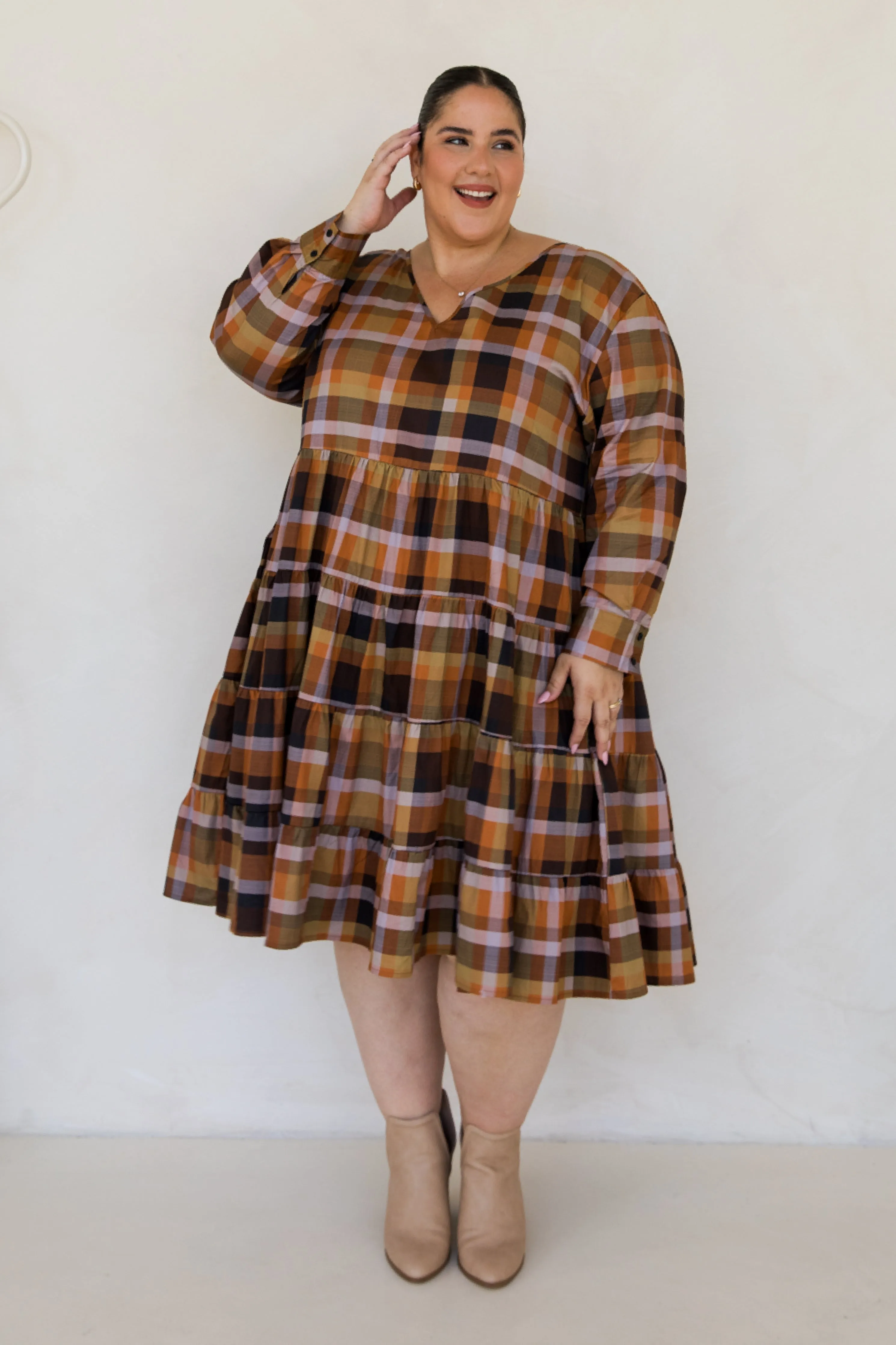 Bonita Dress in Fall Check