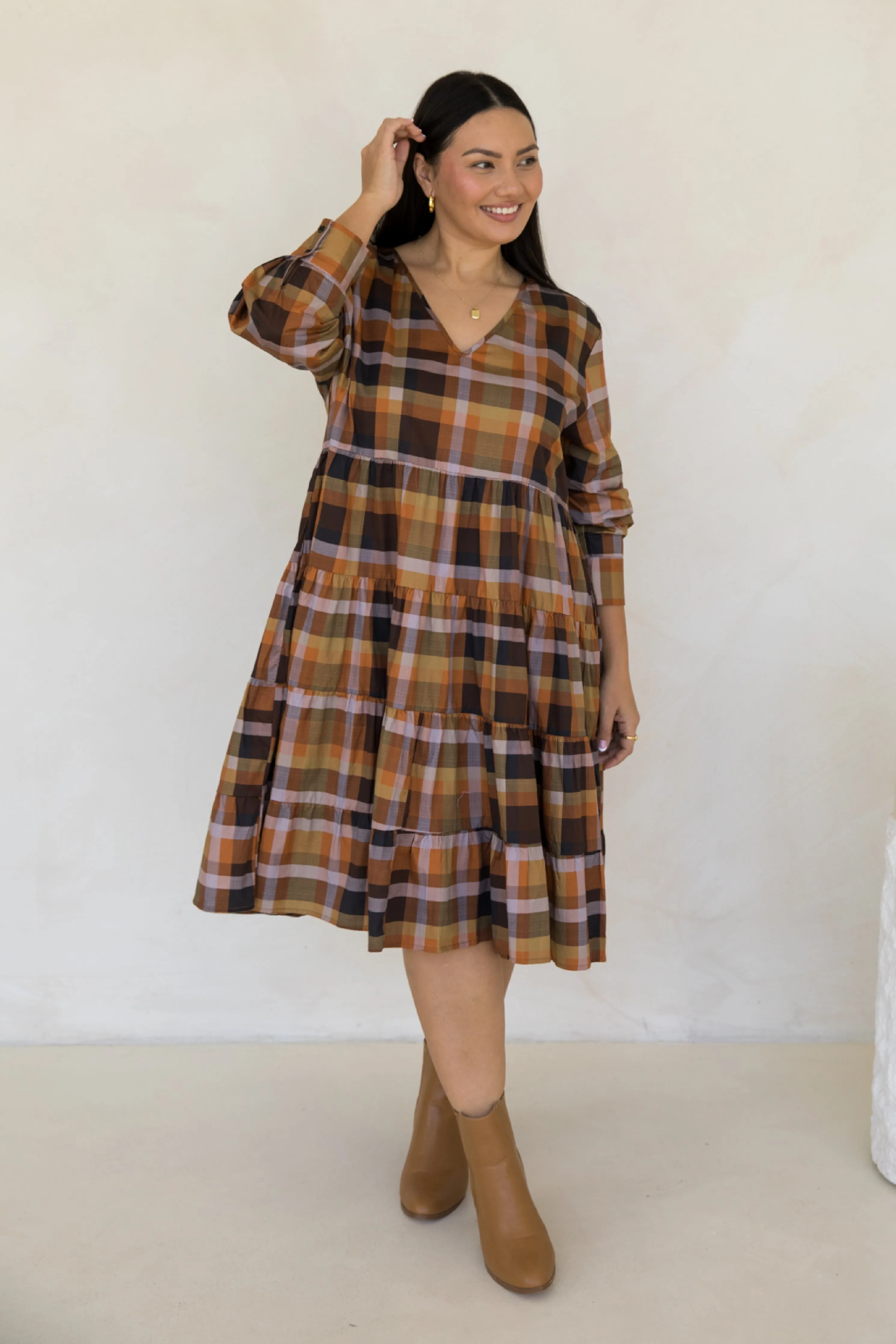 Bonita Dress in Fall Check