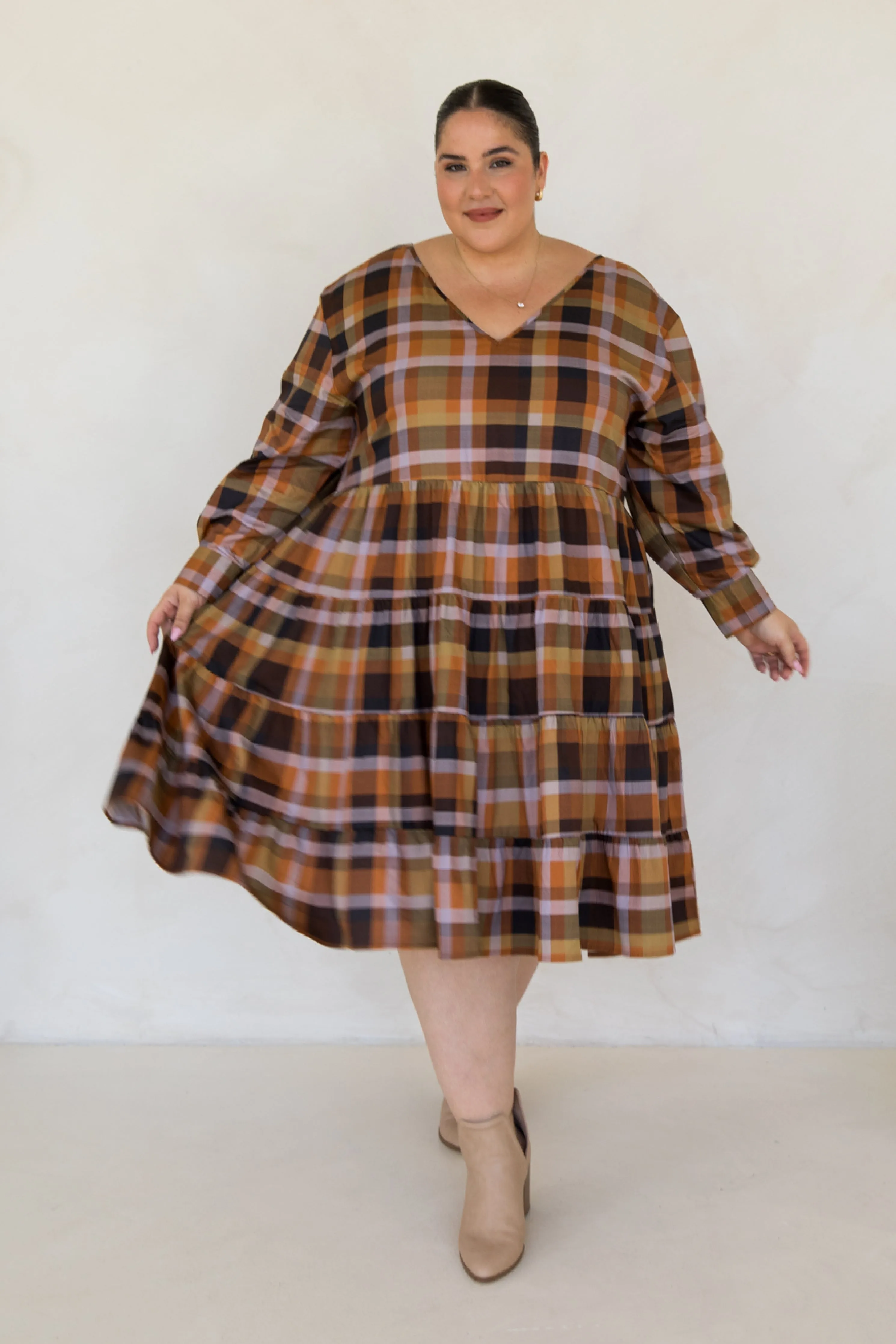 Bonita Dress in Fall Check