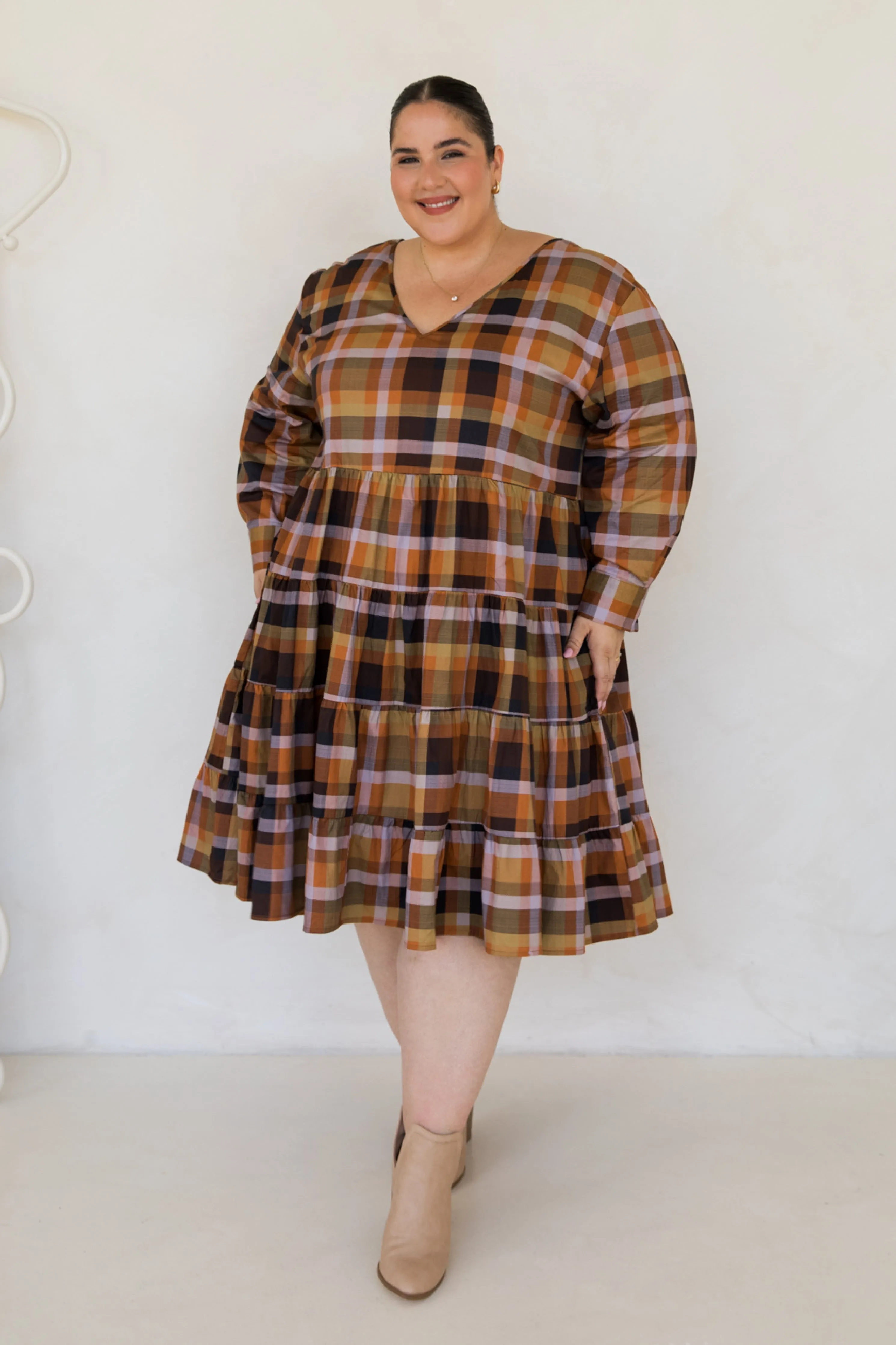 Bonita Dress in Fall Check